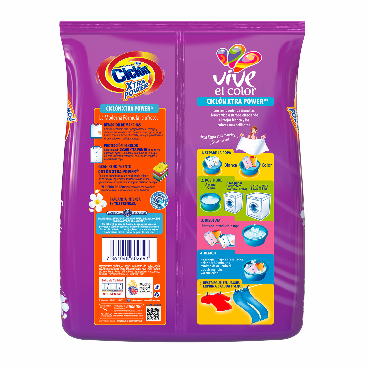 Detergente En Polvo Aroma Floral Xtra Power CICLÓN 1200 G