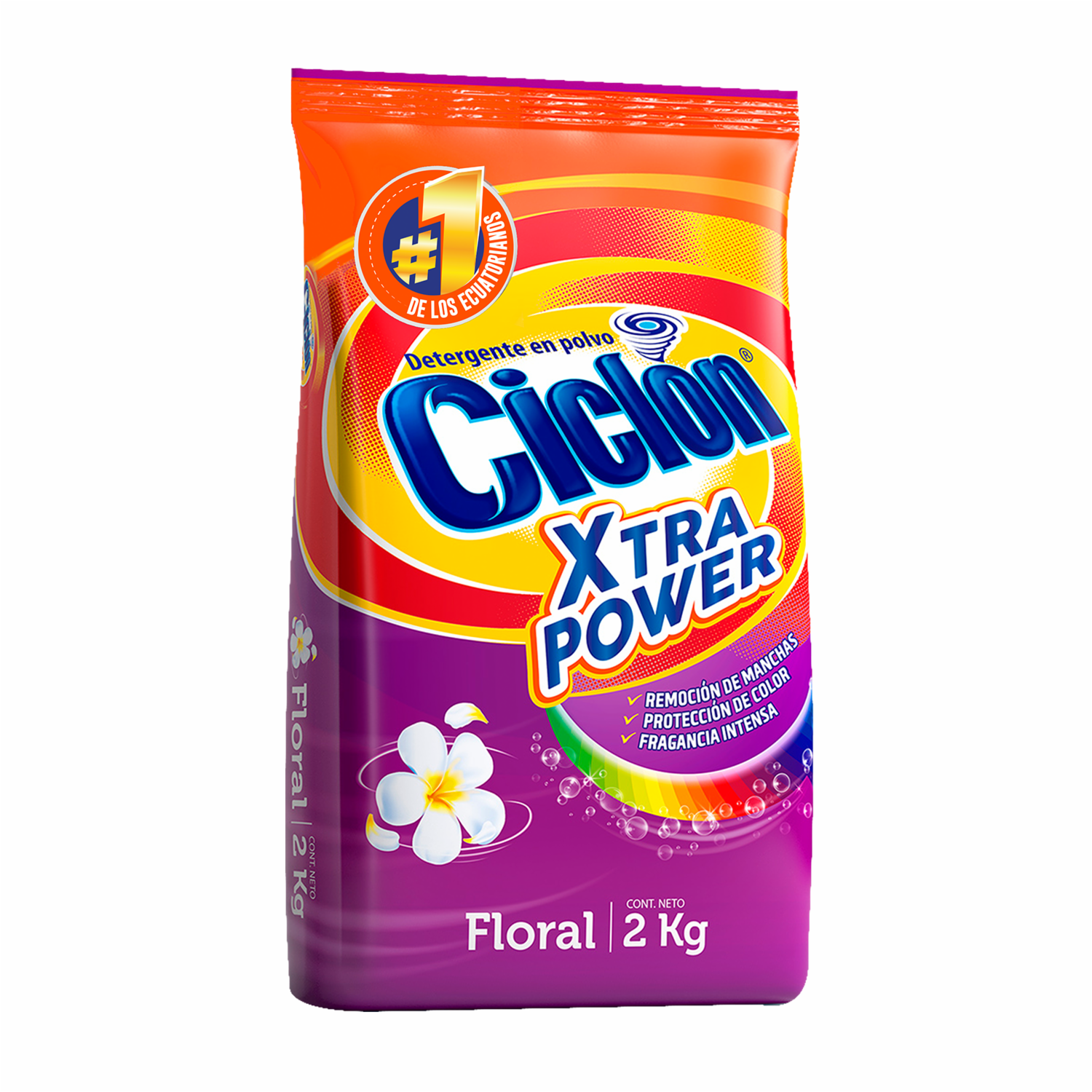 Detergente En Polvo Xtra Power Fragancia Floral CICLÓN 2000 G