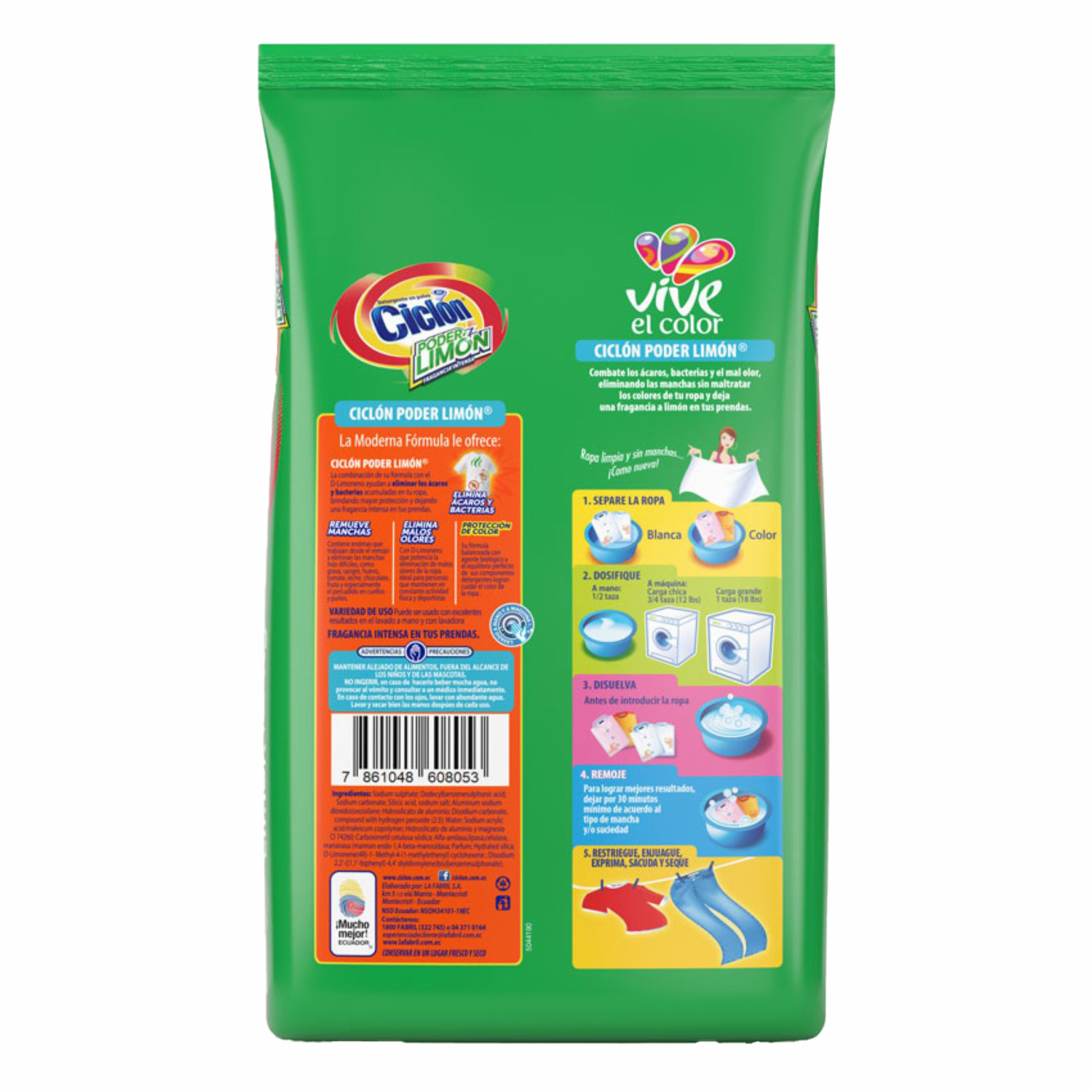 Detergente En Polvo Poder Limón CICLÓN 2000 G