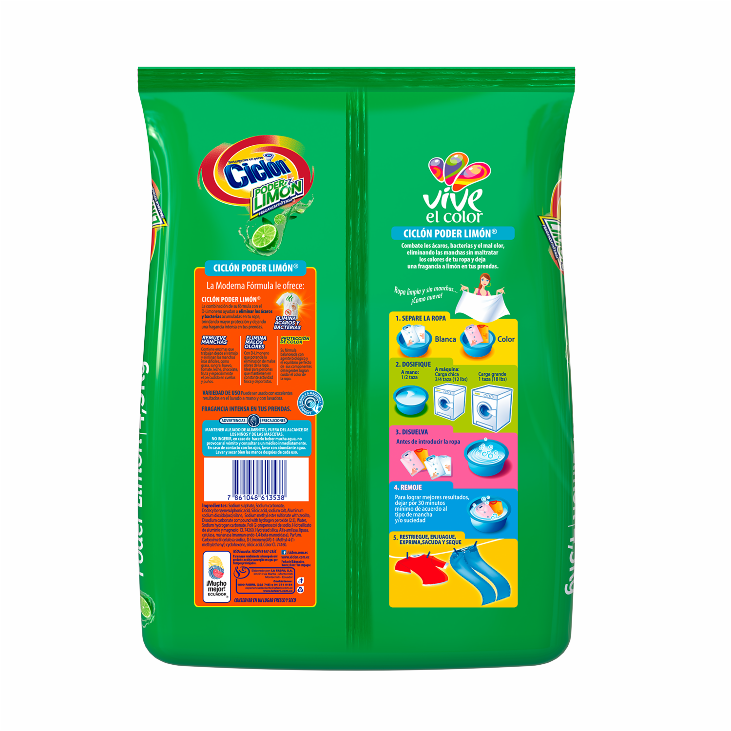 Detergente Para Ropa En Polvo Poder Limón CICLÓN 4.5 Kg