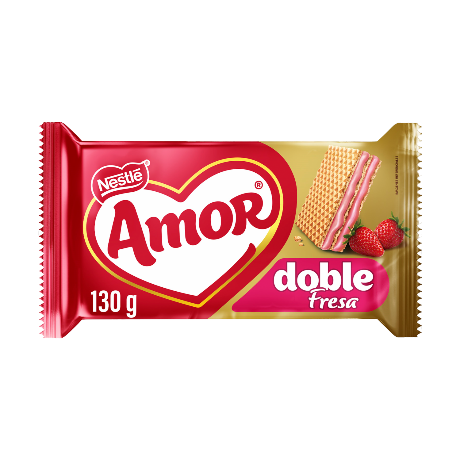 Galletas Dulces Waffer Doble Crema De Fresa AMOR 130 G