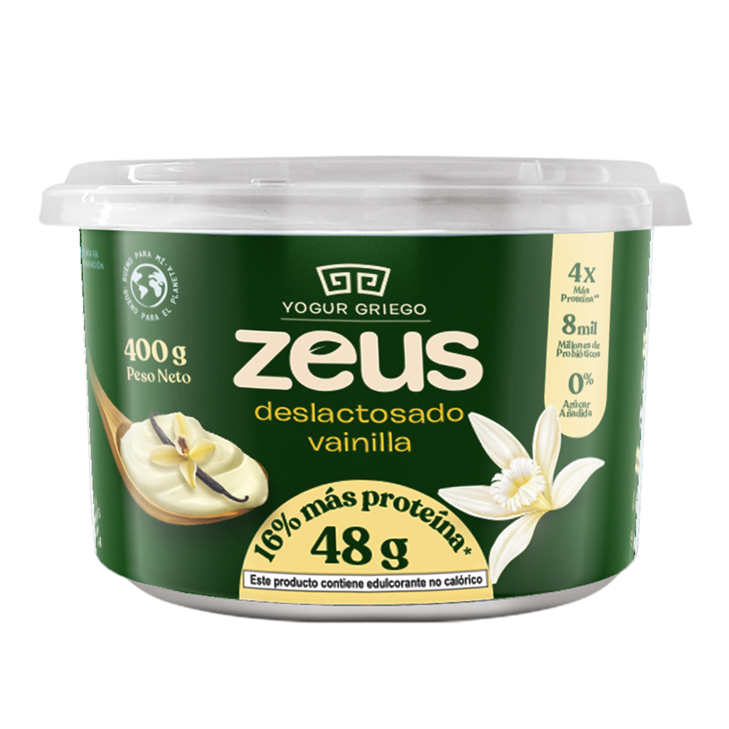 Yogurt Griego Deslactosado Vainilla ZEUS 400 G