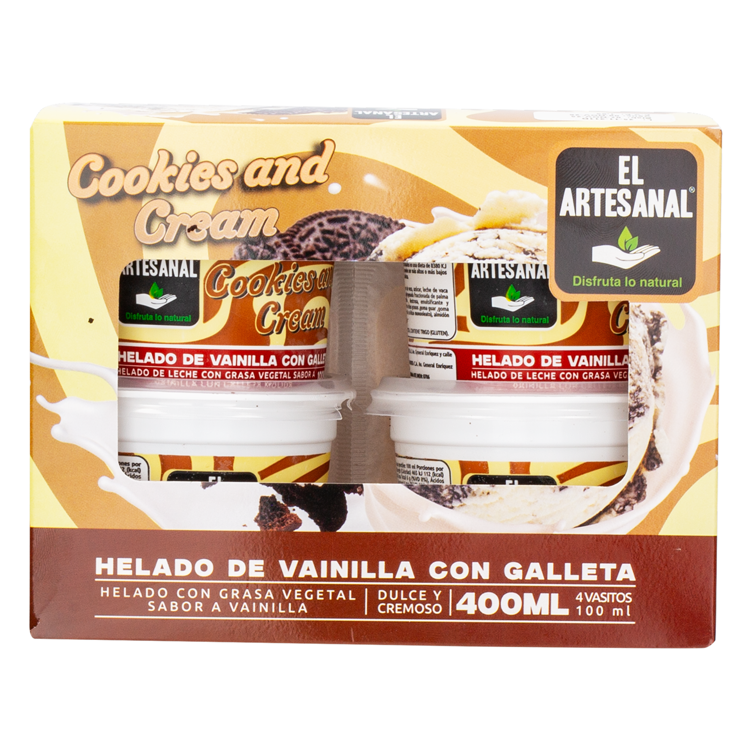 Helado Cookies & Cream EL ARTESANAL 400 Ml
