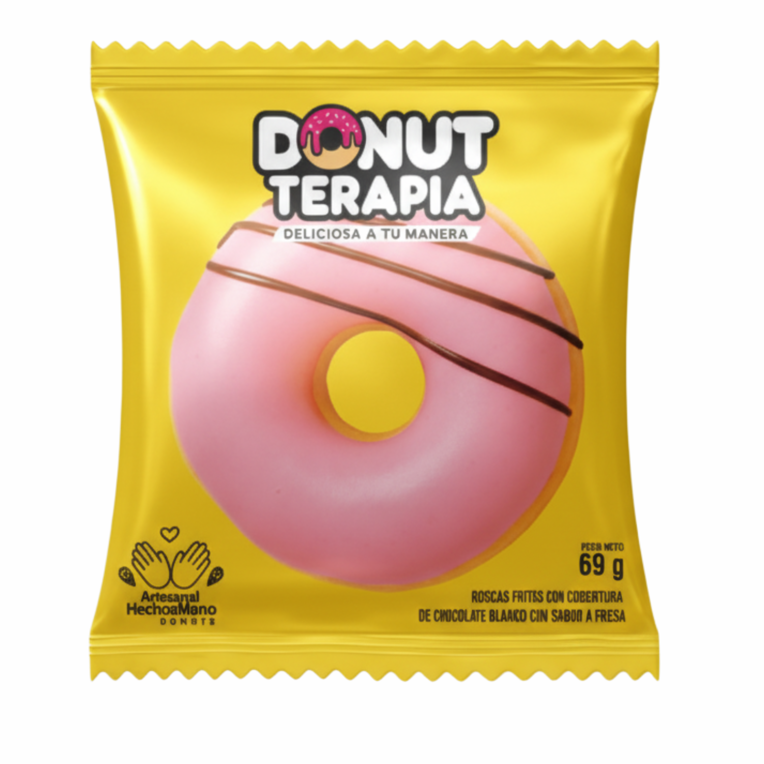Rosca Cobertura Rosada Sabor Chocolate Y Fresa DONUT TERAPIA 60 G