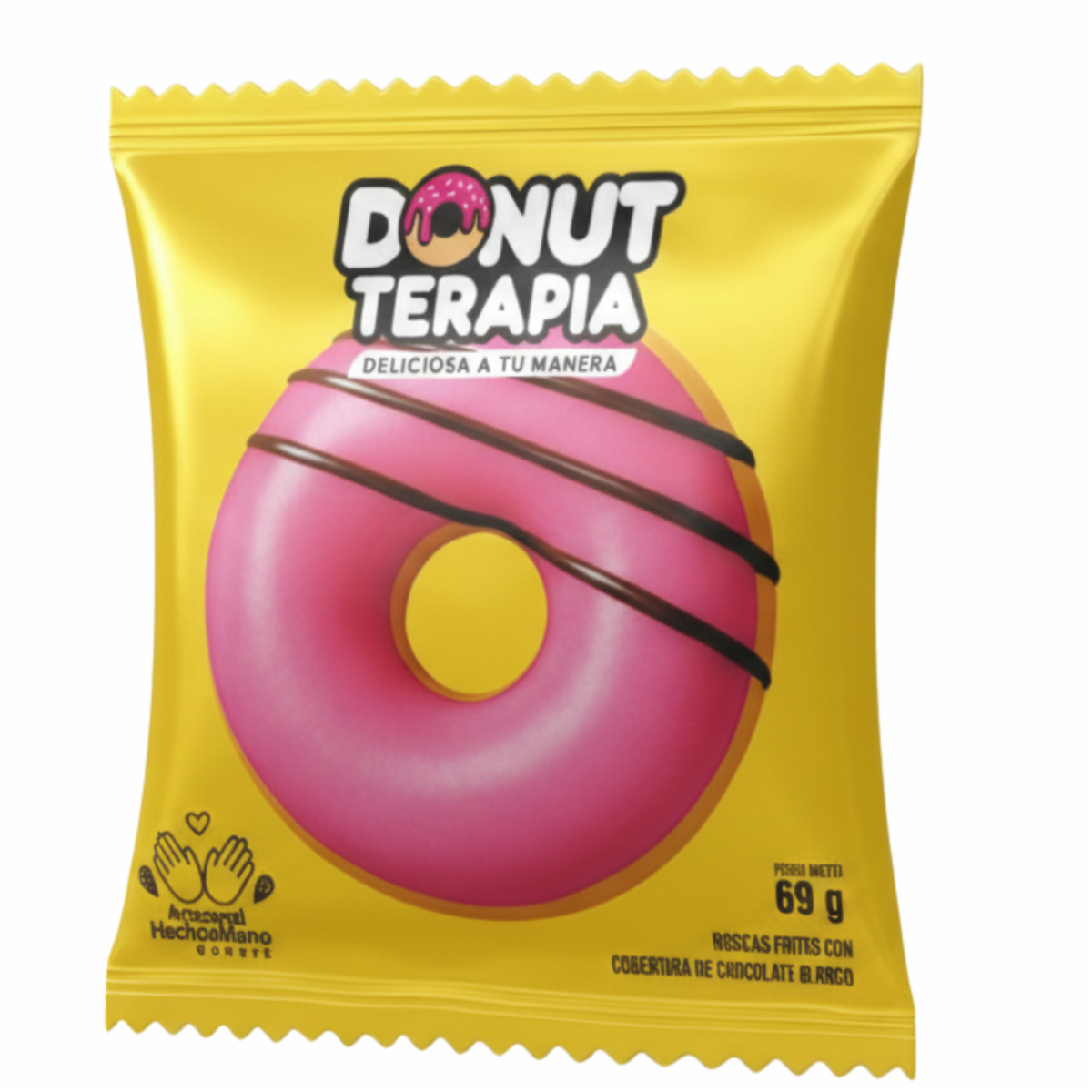 Rosca Cobertura Rosada Sabor Chocolate Y Fresa DONUT TERAPIA 60 G