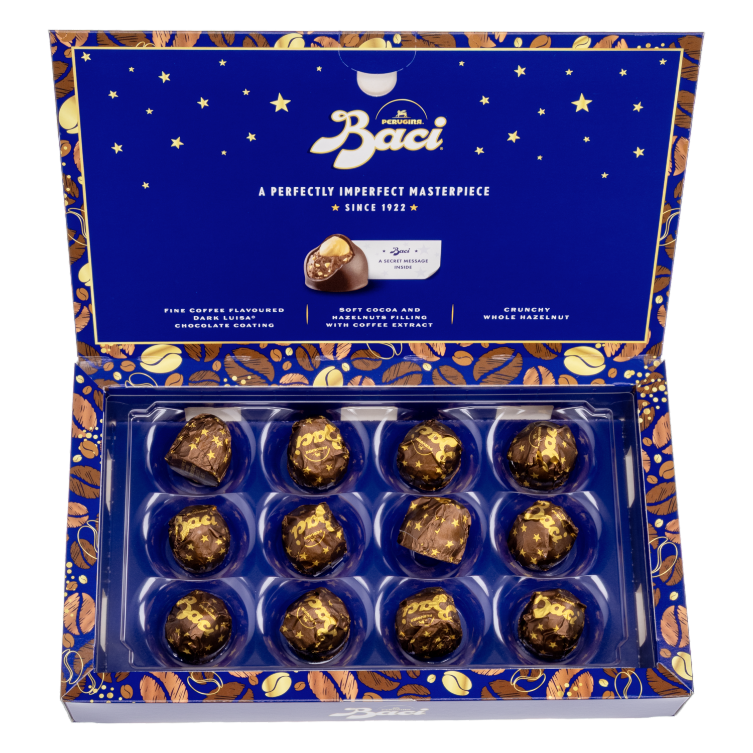 Bombones De Chocolate Negro Con Café Y Avellanas BACI 150 G