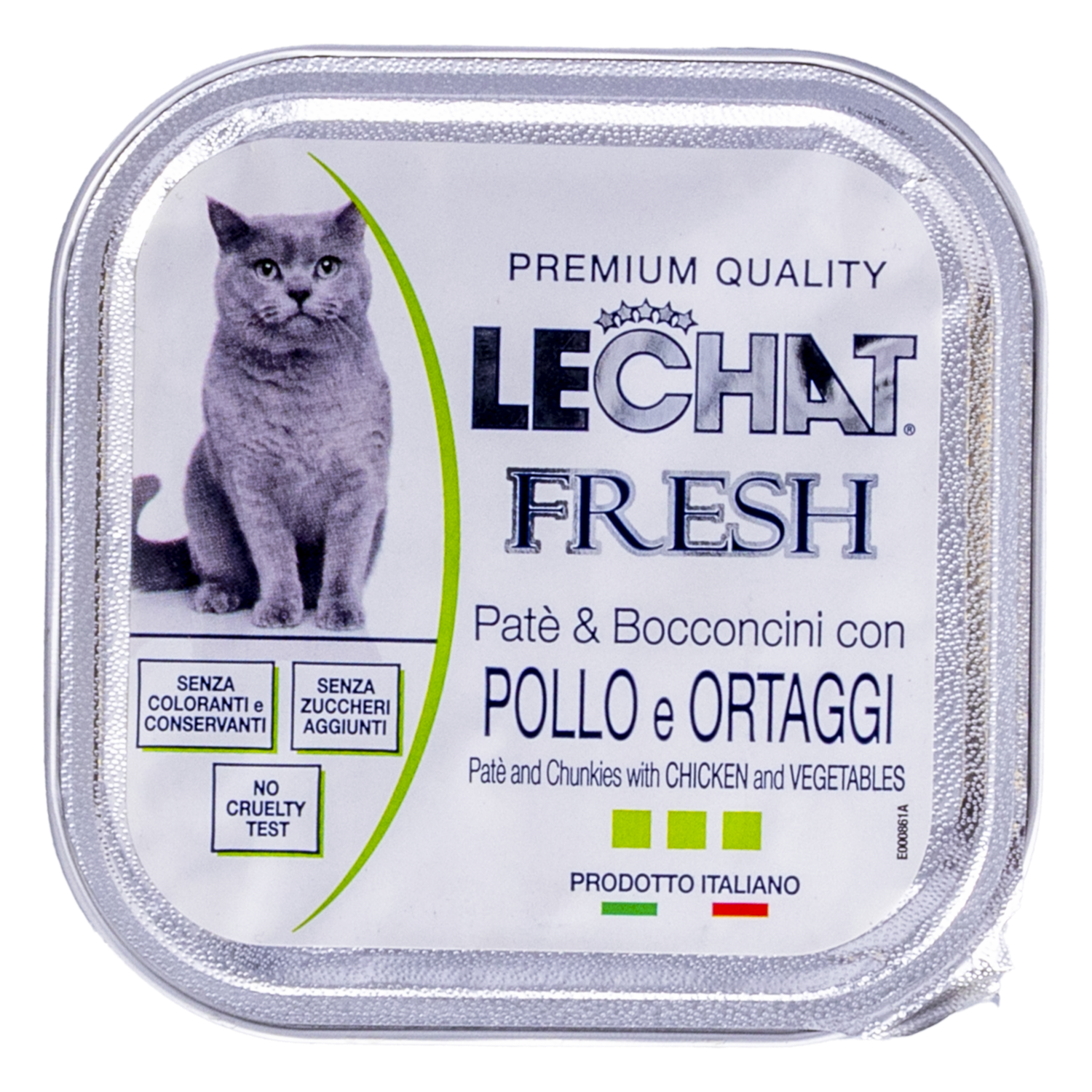 Alimento Para Gatos Adulto En Paté Con Trocitos De Pollo Y Vegetales LECHAT FRESH 100 G