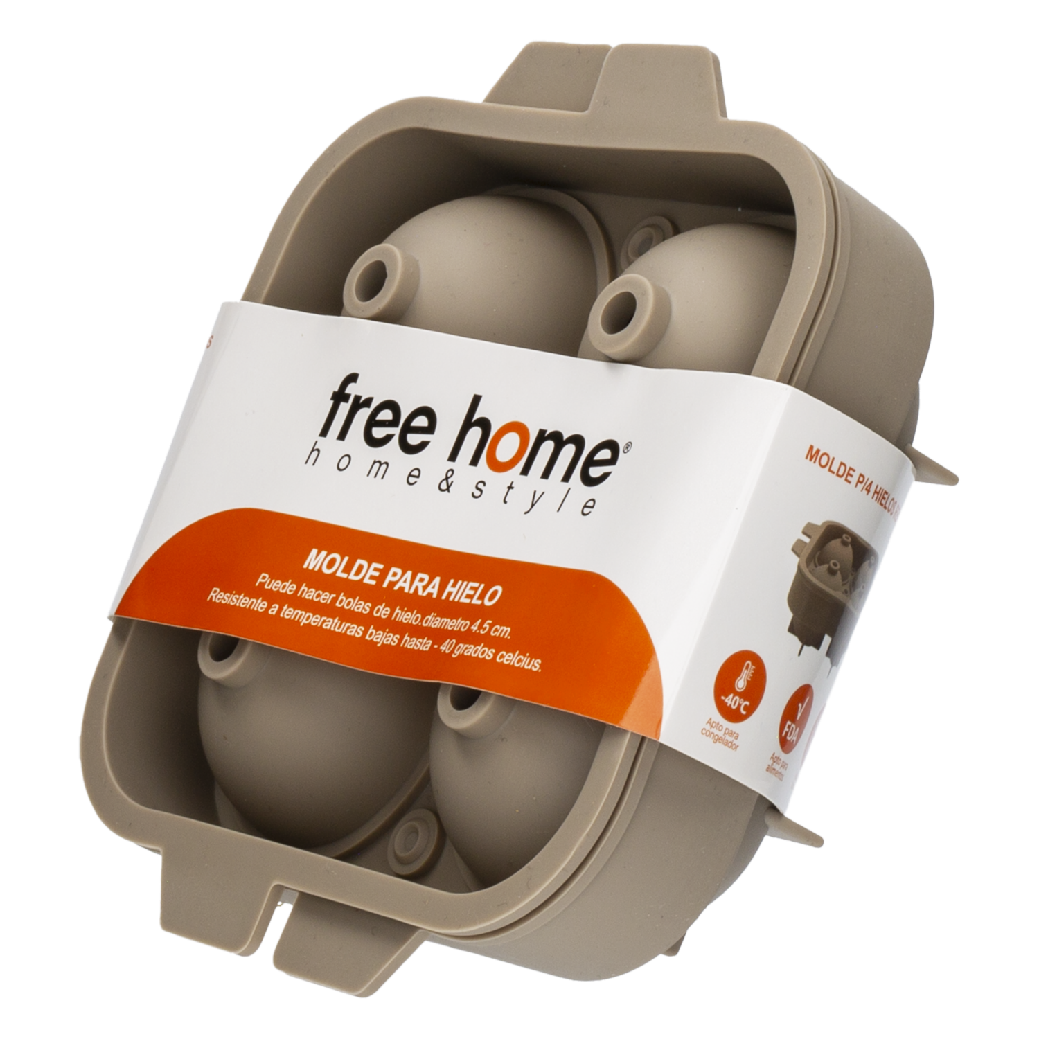 Molde Para 4 Hielos Rendondos FREE HOME 4,5 Cm
