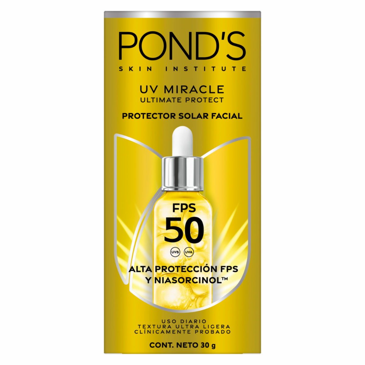 Protector Solar Facial Fps 50 Uv Niasorcinol Miracle POND’S 30 G