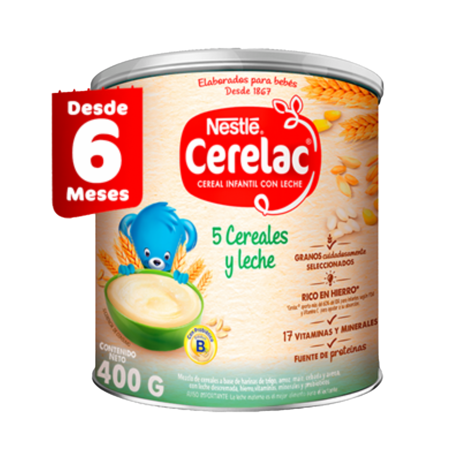 Cereal Infantil Con Leche 5 Cereales CERELAC 1000 G