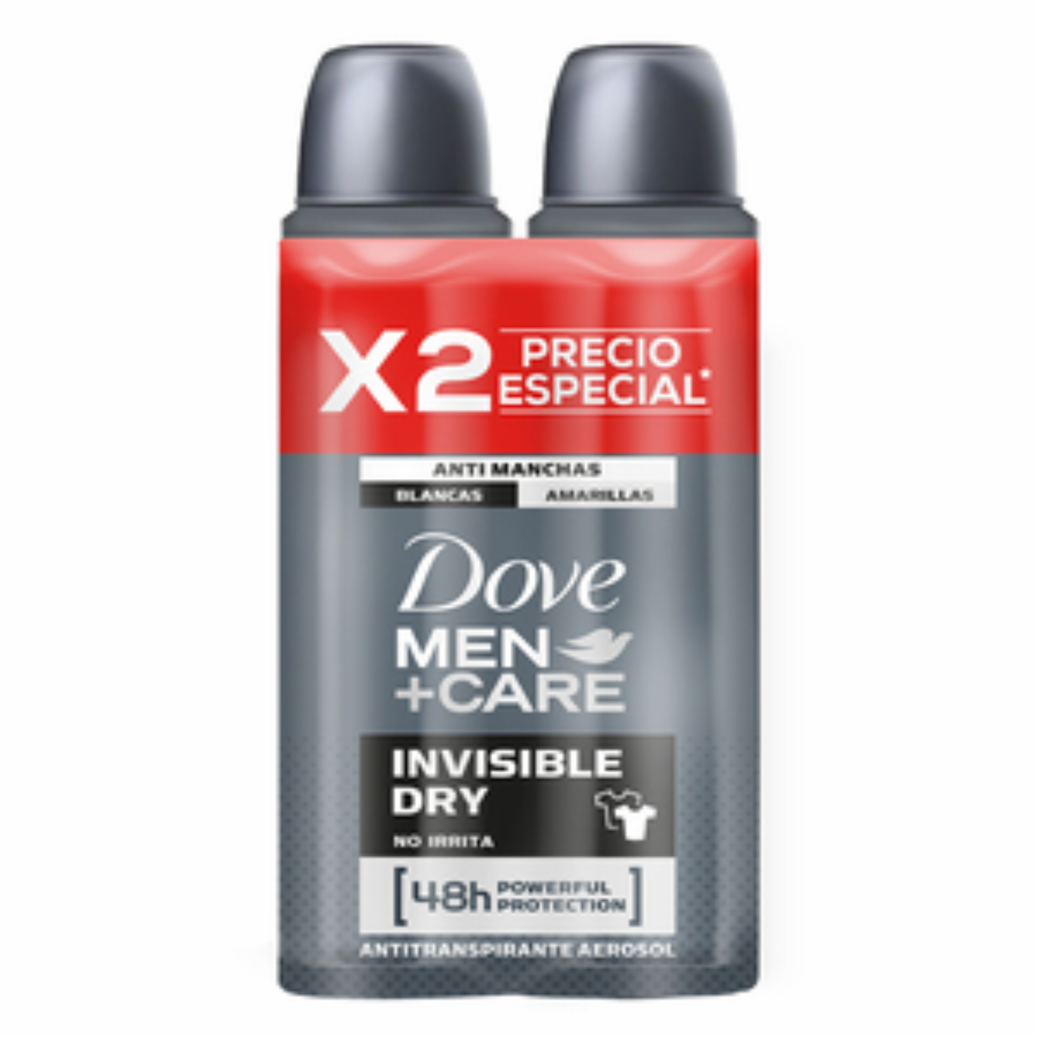Desodorante En Aerosol Para Caballero Care Deo Invisible Dry Segundo A Mitad Al 50% Menos DOVE 2 X 150 Ml