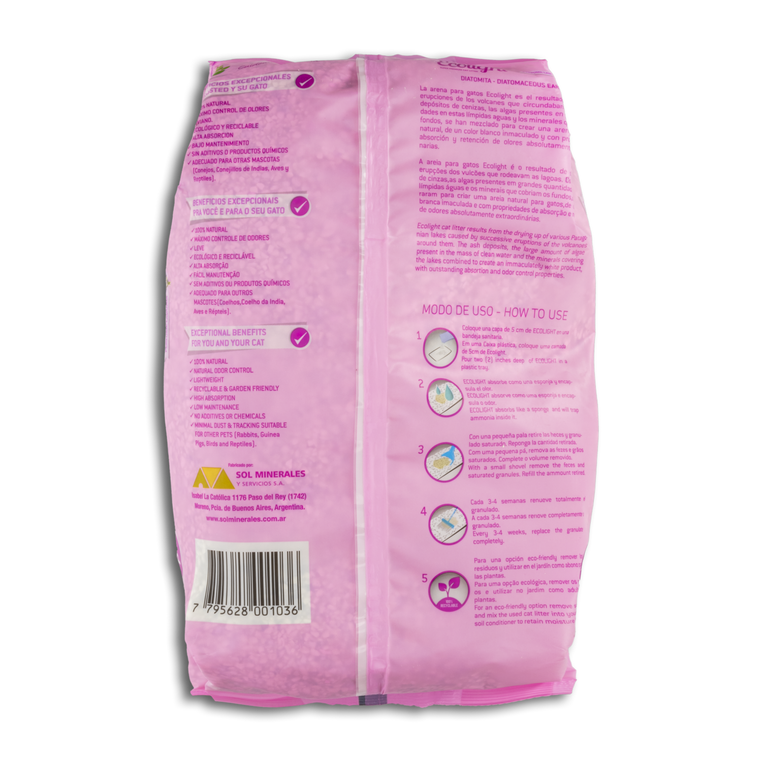 Piedra Sanitaria Para Gato Fragancia Lavanda ECOLIGHT Unidad
