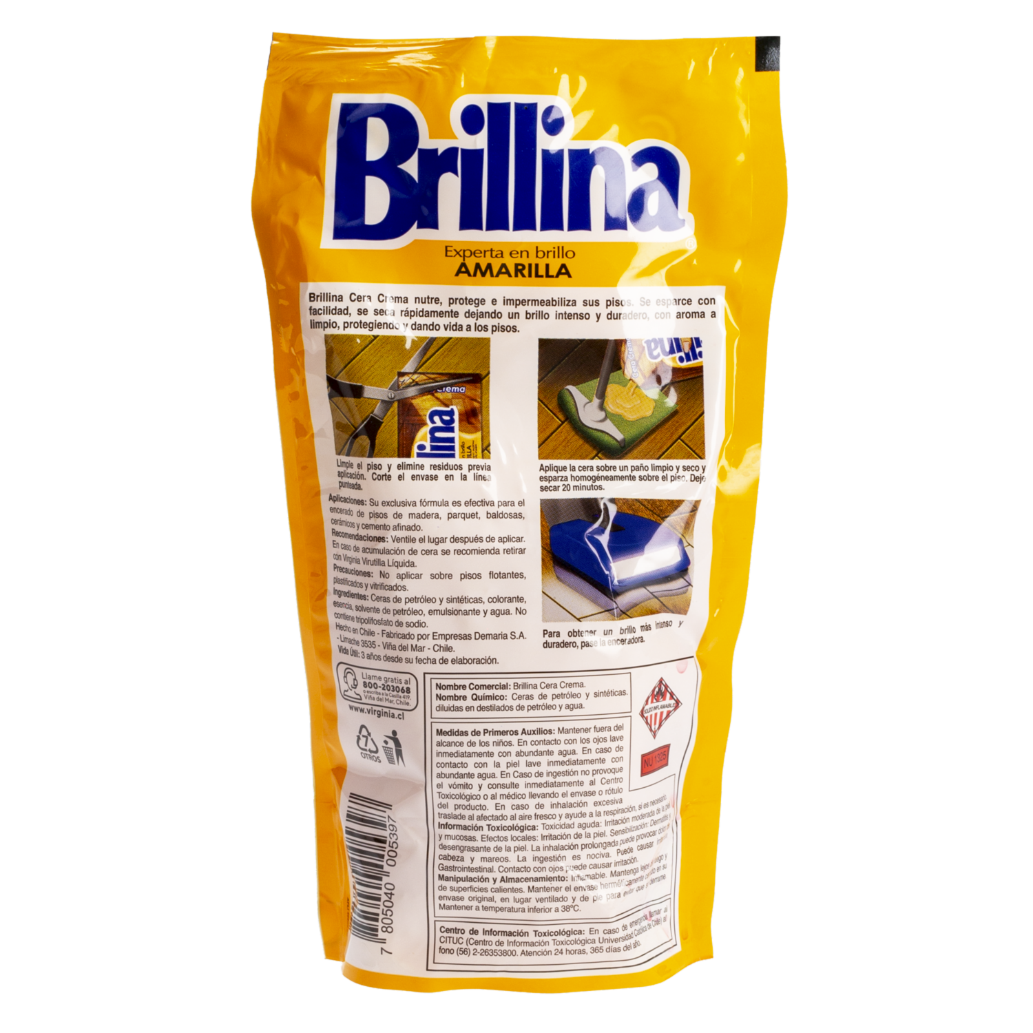 Cera De Pisos En Crema Amarilla BRILLINA 340 Ml