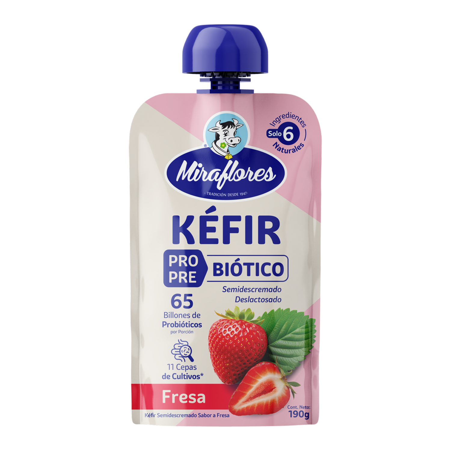 Kéfir Sabor Fresa Doy Pack MIRAFLORES 190 G