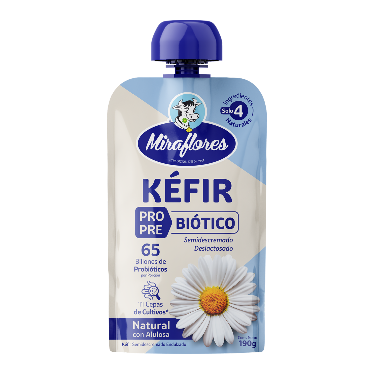 Kéfir Natural Endulzado Doy Pack MIRAFLORES 190 G