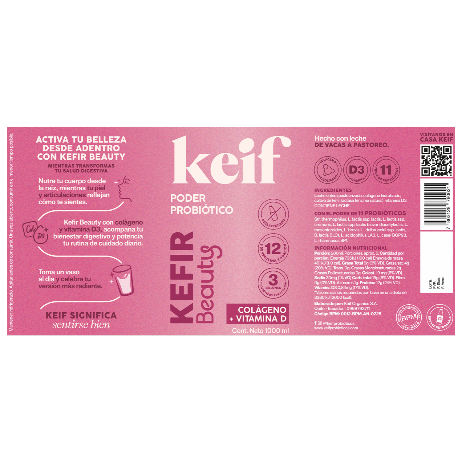 Kéfir Colágeno Y Vitamina D3 KEIF 1000 Ml