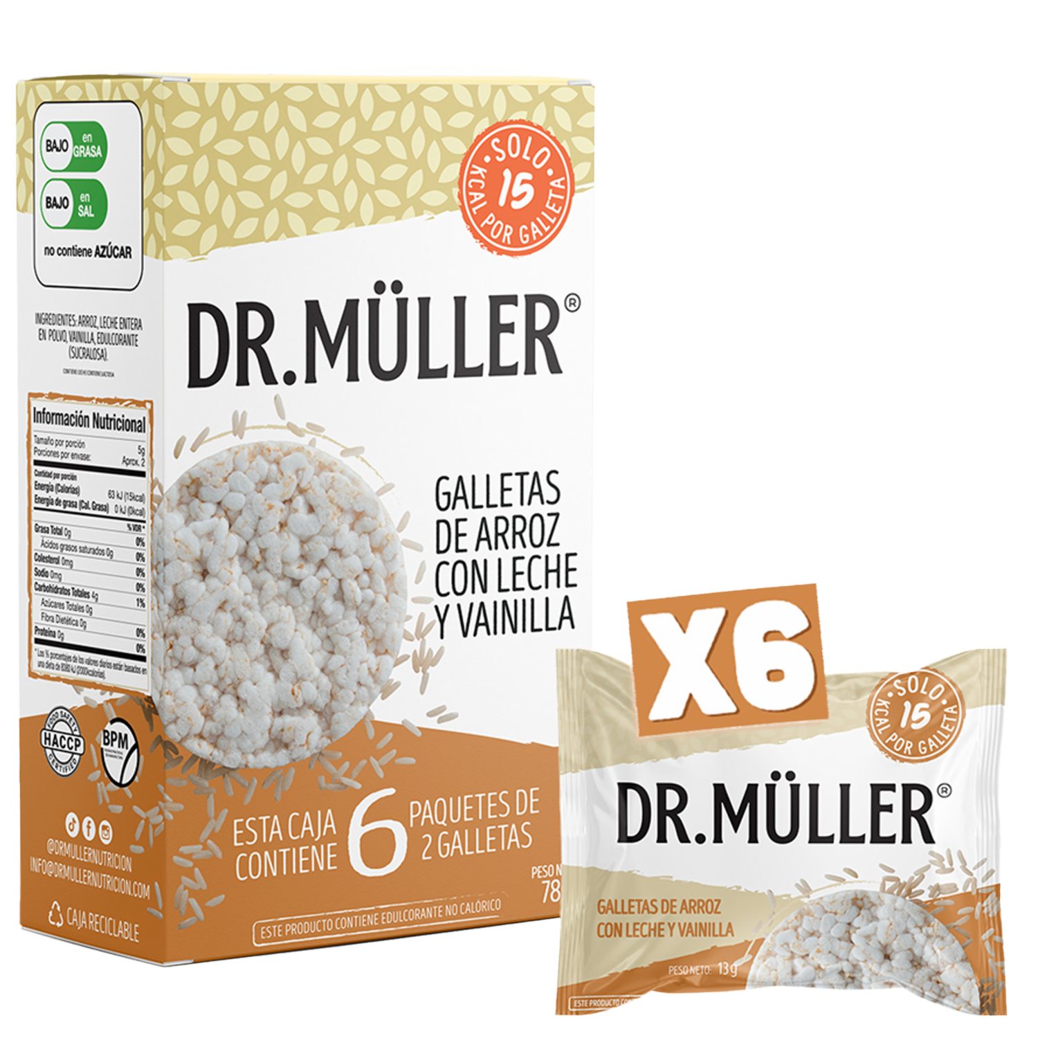 Galleta De Arroz Con Leche DR. MÜLLER 6 x 13 G