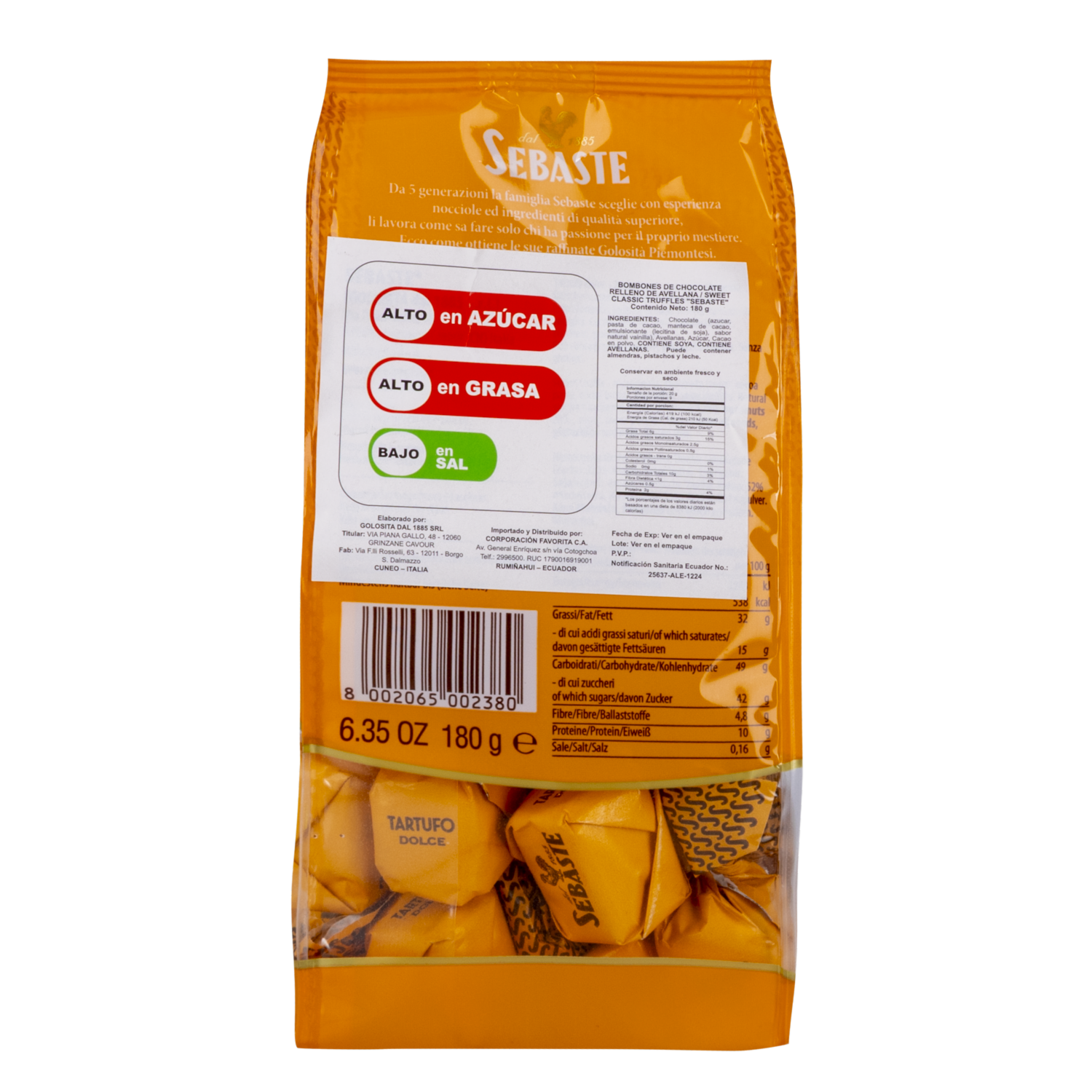 Bombones De Chocolate Con Avellana SEBASTE 180 G