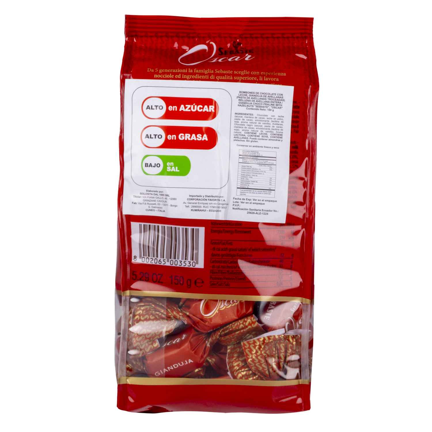 Bombones De Chocolate Avellana Con Leche SEBASTE 150 G
