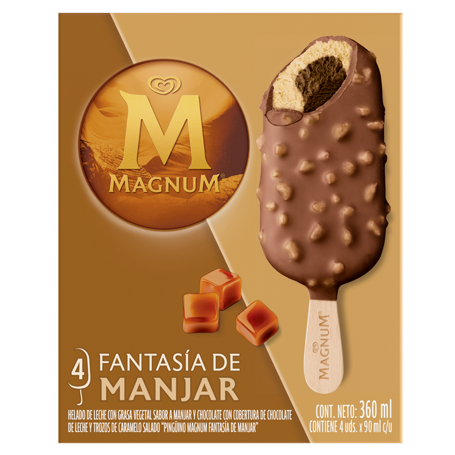 Helado Fantasía De Manjar Pack MAGNUM 4 X 90Ml