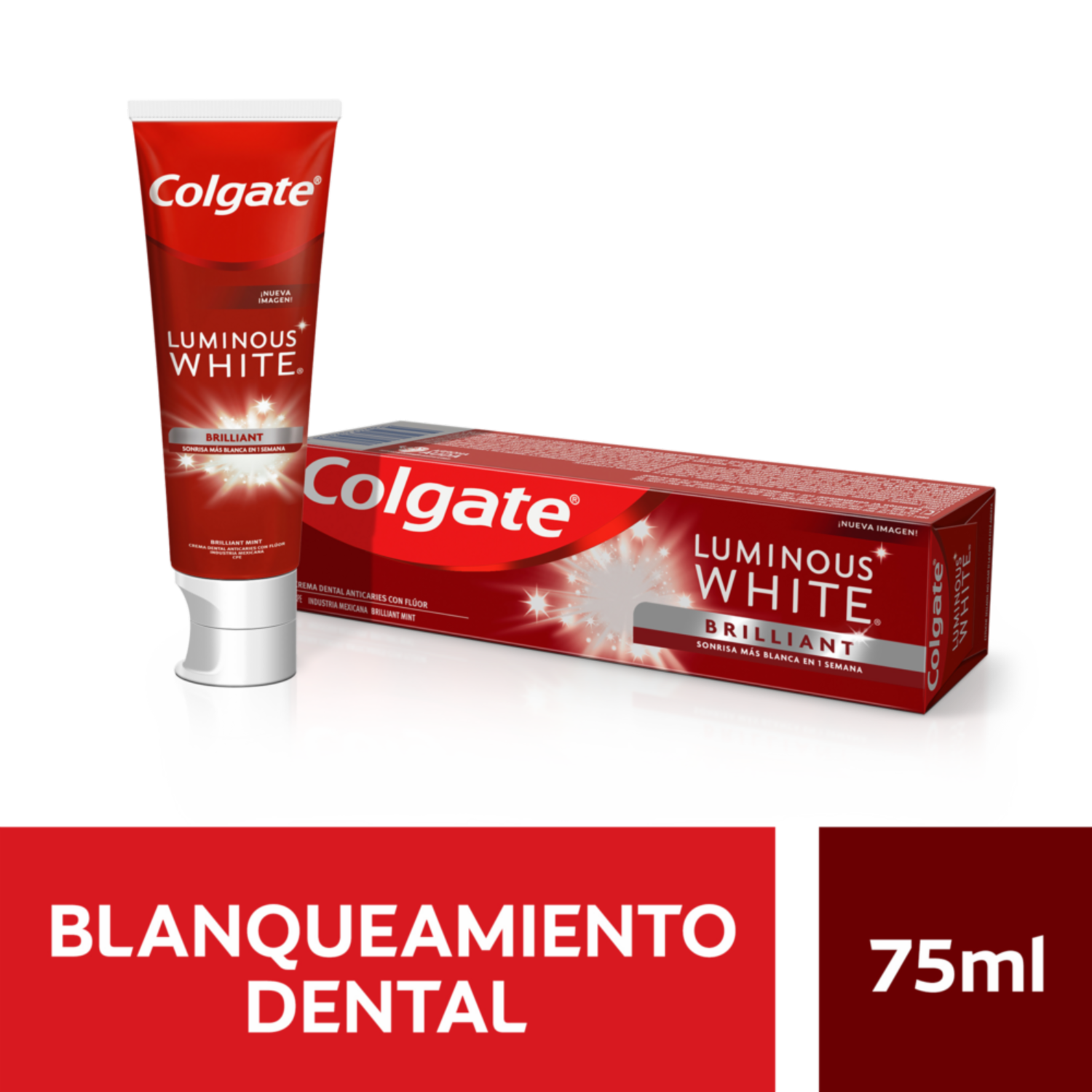 Pasta Dental Blanqueadora Luminous White Brilliant COLGATE 75 Ml