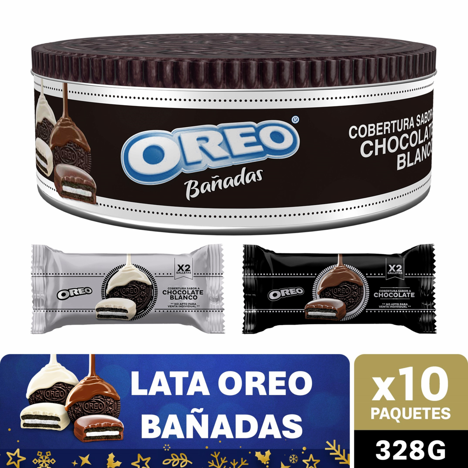 Galletas Dulces Cubiertas De Chocolate Negro y Blanco OREO 328 G