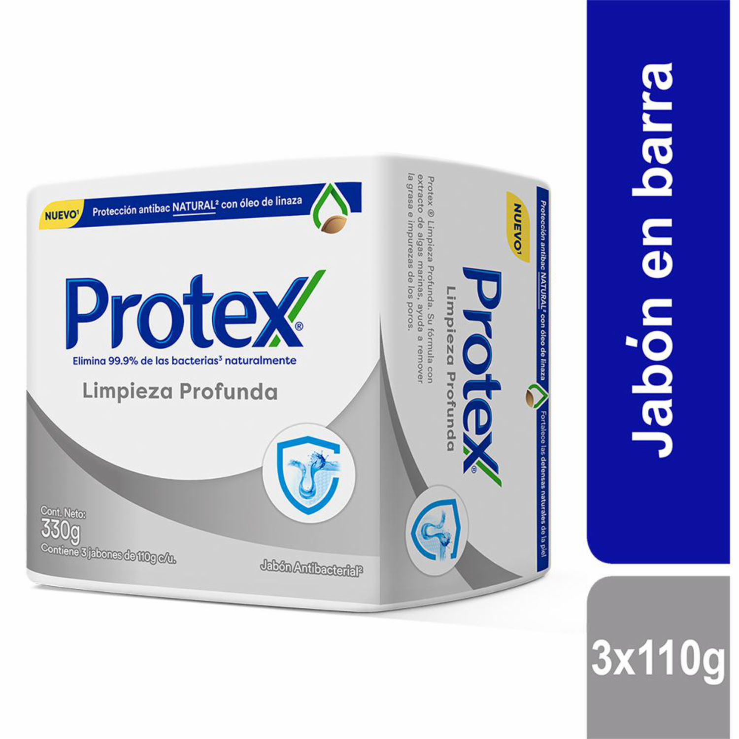 Jabón En Barra Limpieza Profunda Antibacterial PROTEX 3×110 G