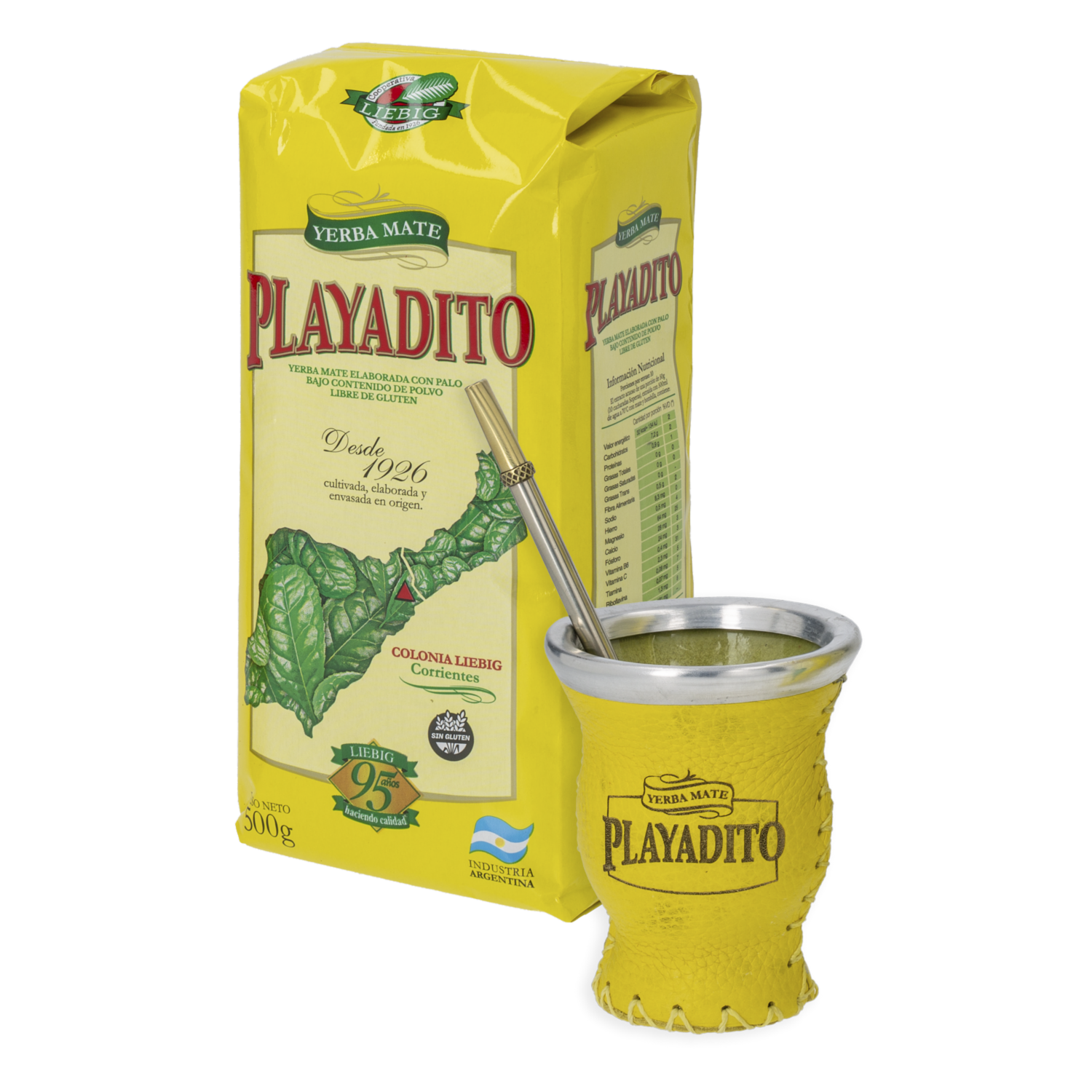 Yerba Mate Kit Bombilla Y Matero PLAYADITO 500 G