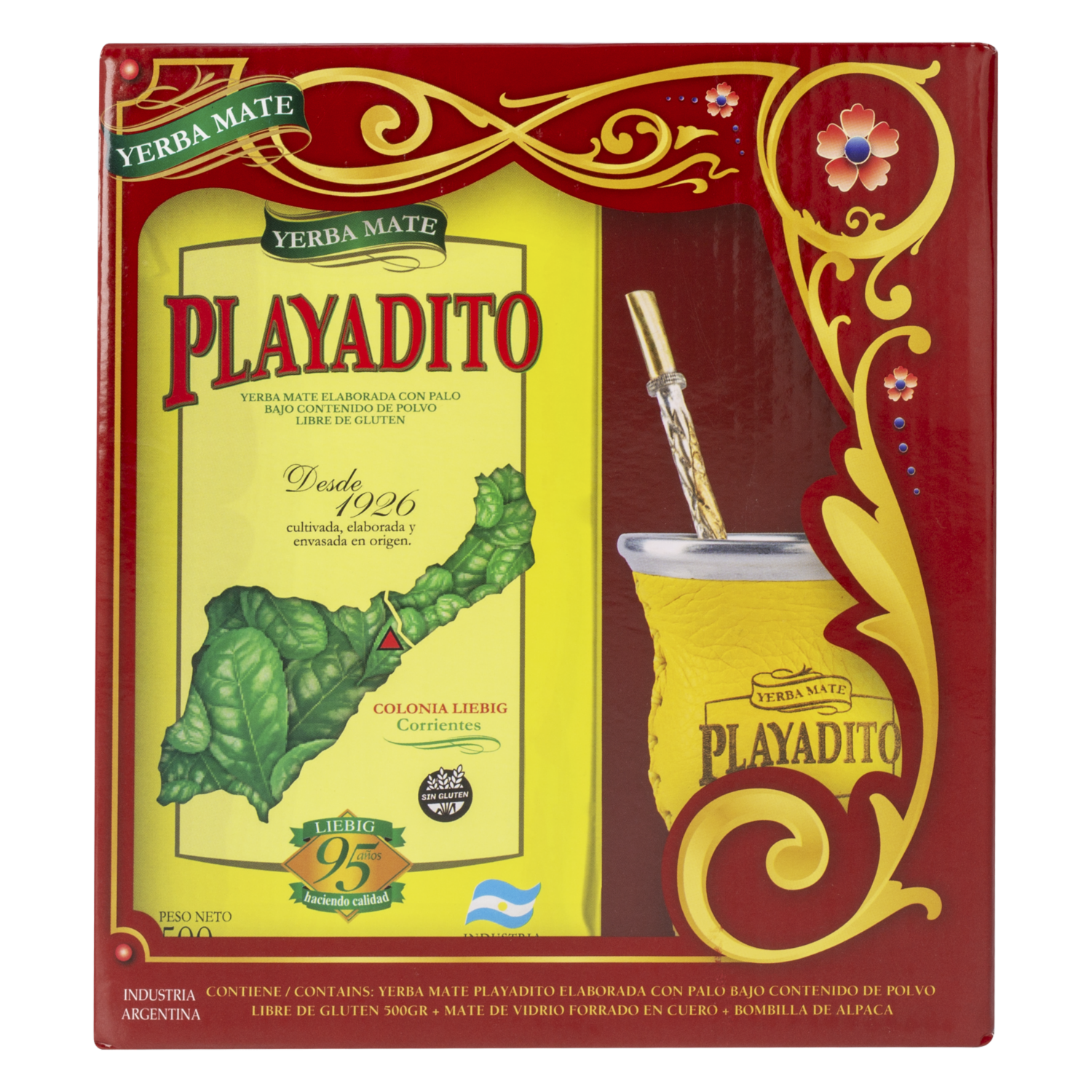 Yerba Mate Kit Bombilla Y Matero PLAYADITO 500 G