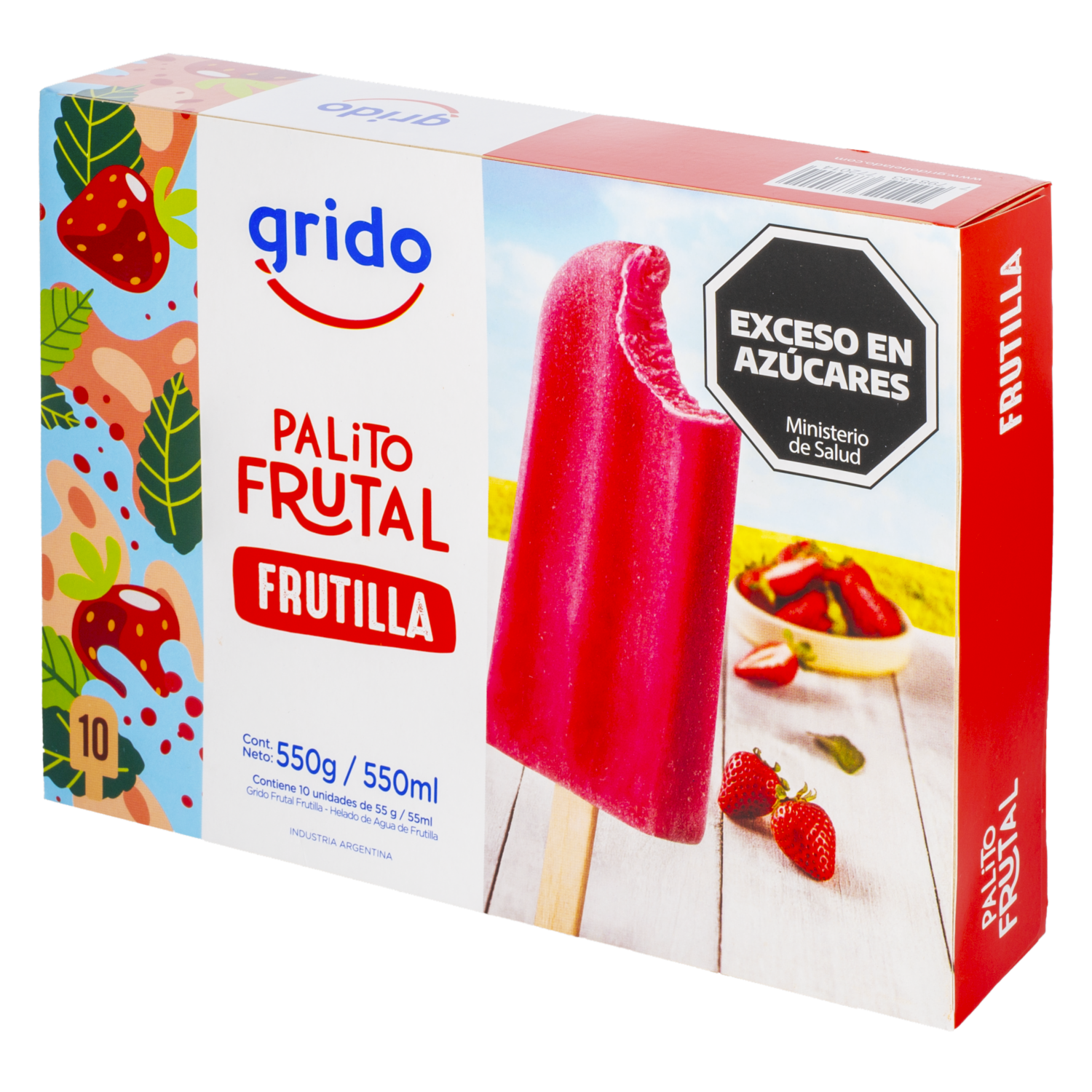 Helado Palito Frutal Sabor Frutilla GRIDO 10 X 55 G