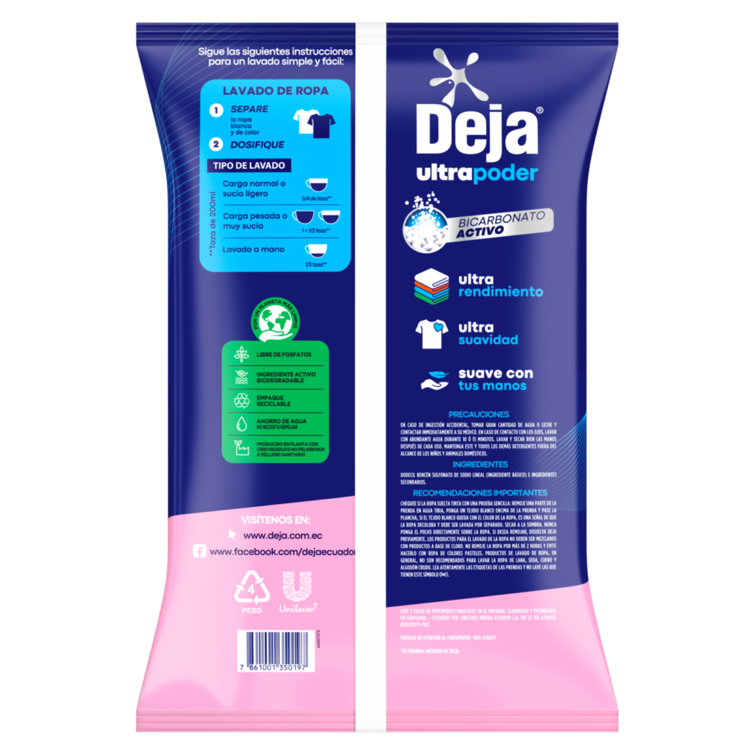 Detergente En Polvo Brisa Primavera Con Suavizante + Bicarbonato DEJA 2 Kg