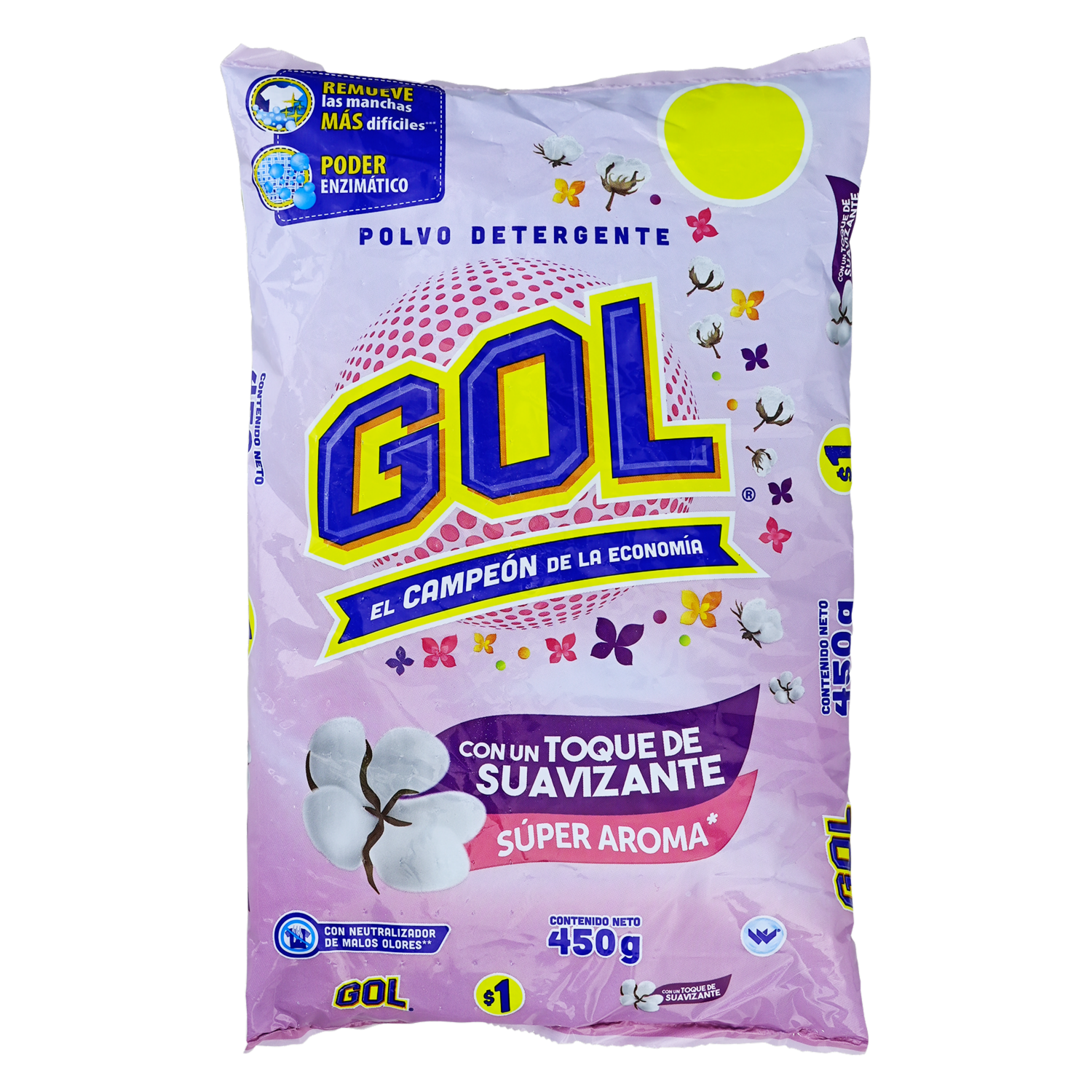 Detergente En Polvo Con Un Toque De Suavizante GOL 450 G