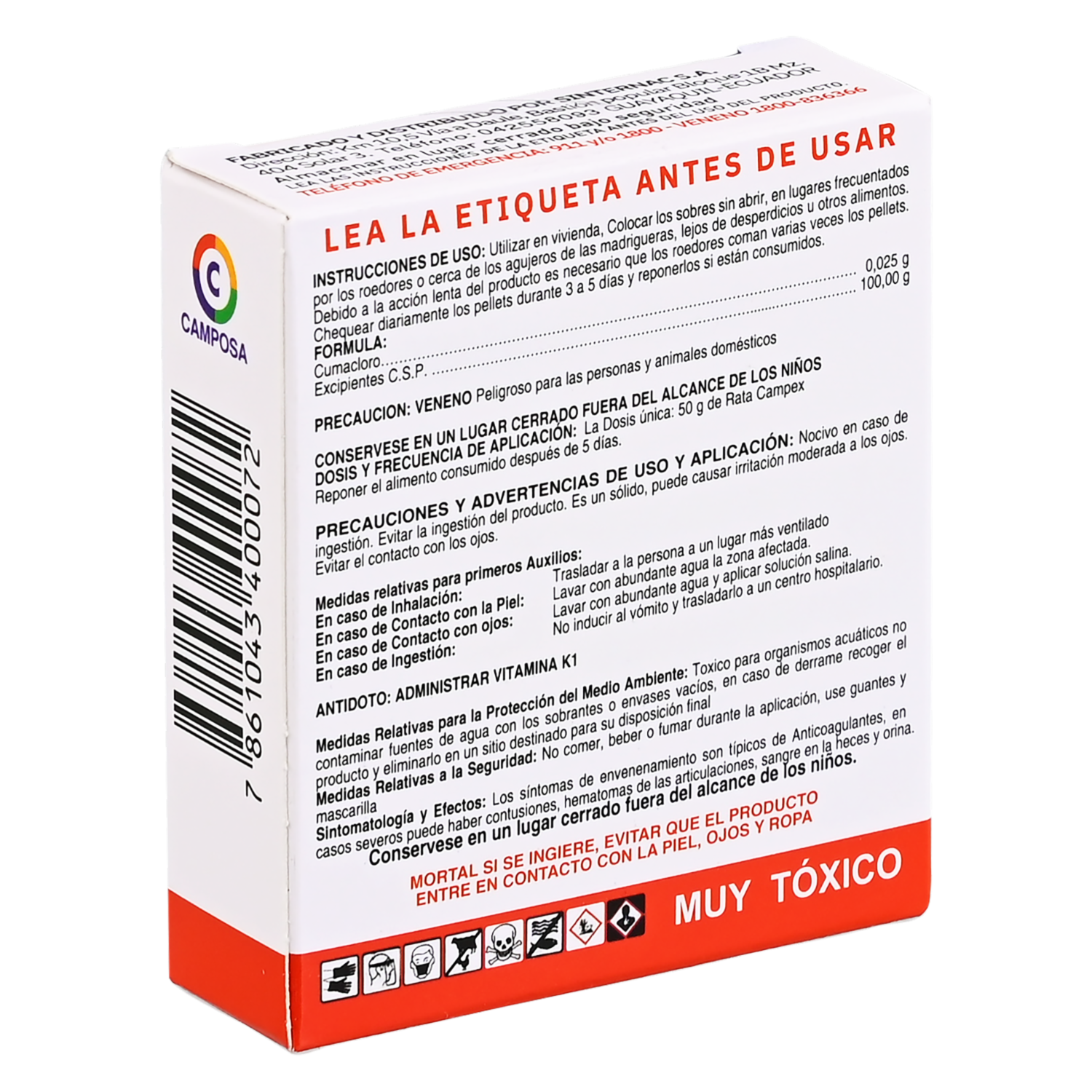 Rodenticida En Polvo CAMPEX 50 G