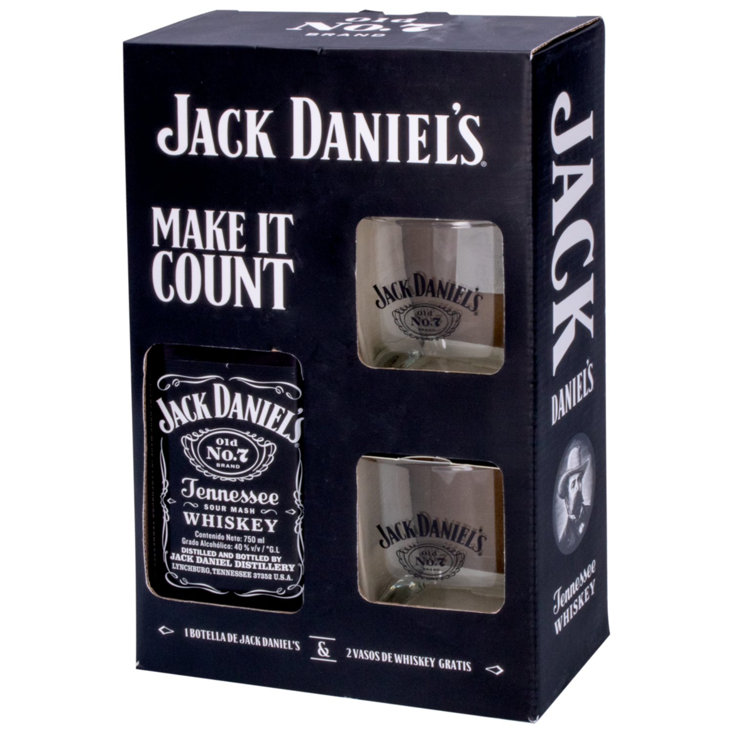 Whisky Pack + 2 Vasos JACK DANIEL’S 750 Ml