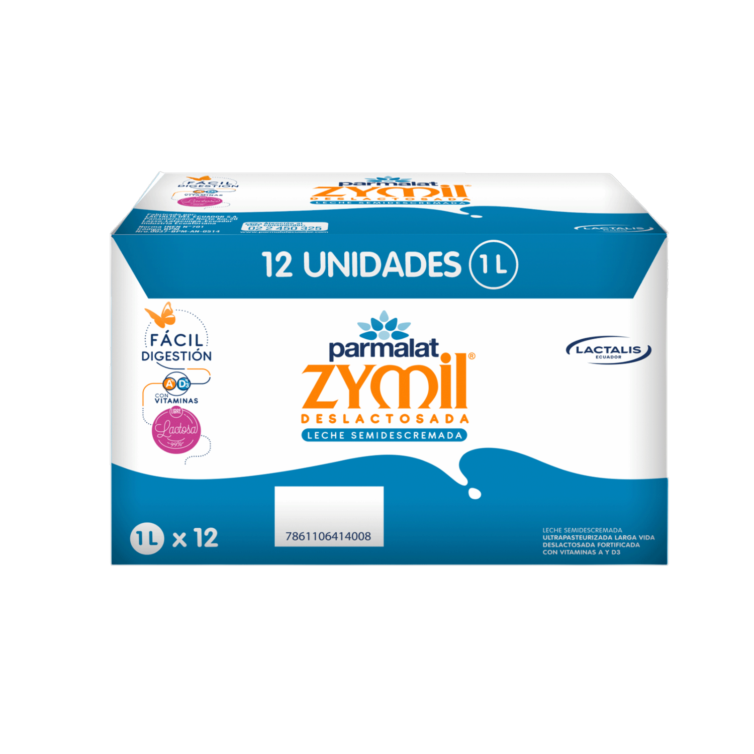 Leche Semidescremada Deslactosada Zymil PARMALAT 12 X 1 000 Ml