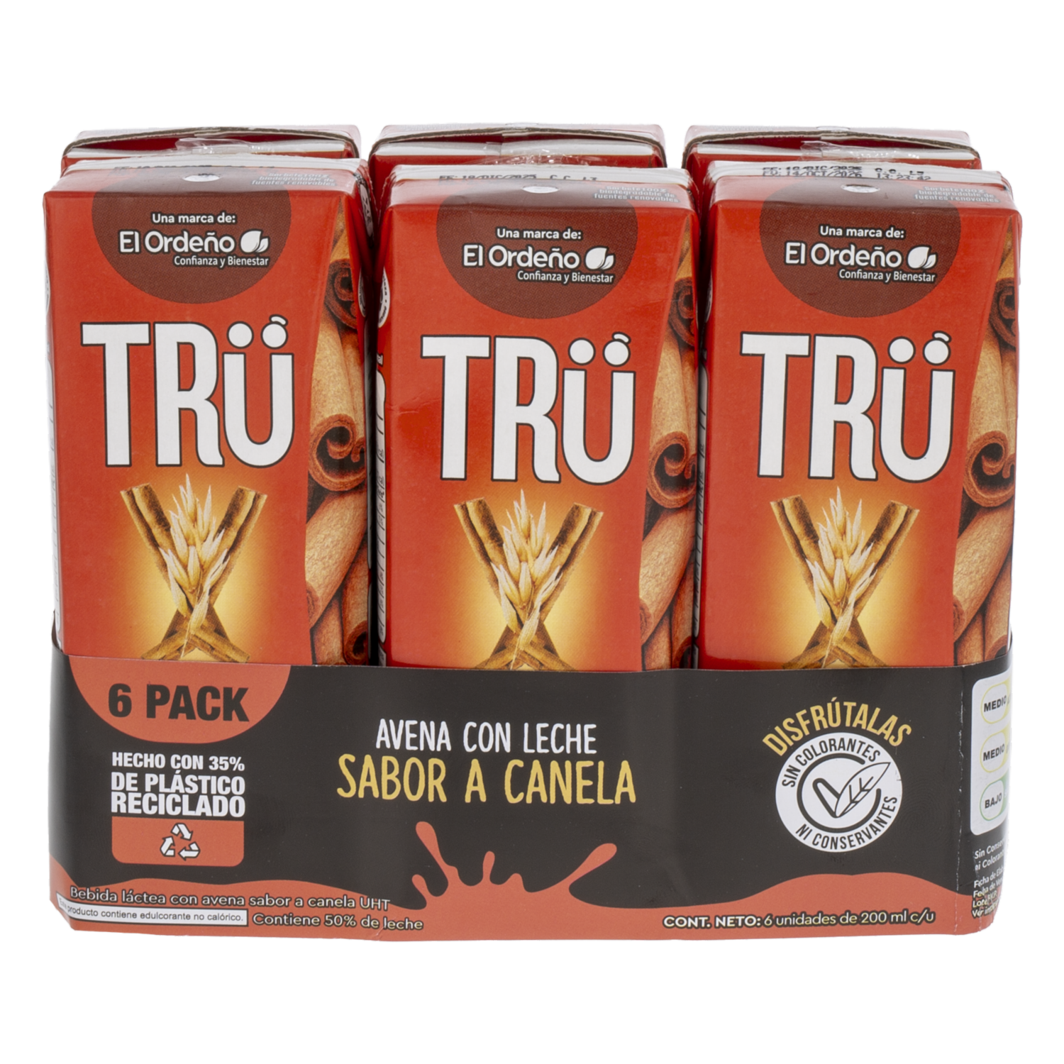 Bebida De Avena Láctea Con Avena Sabor A Canela Uht TRÜ 6 X 200 Ml