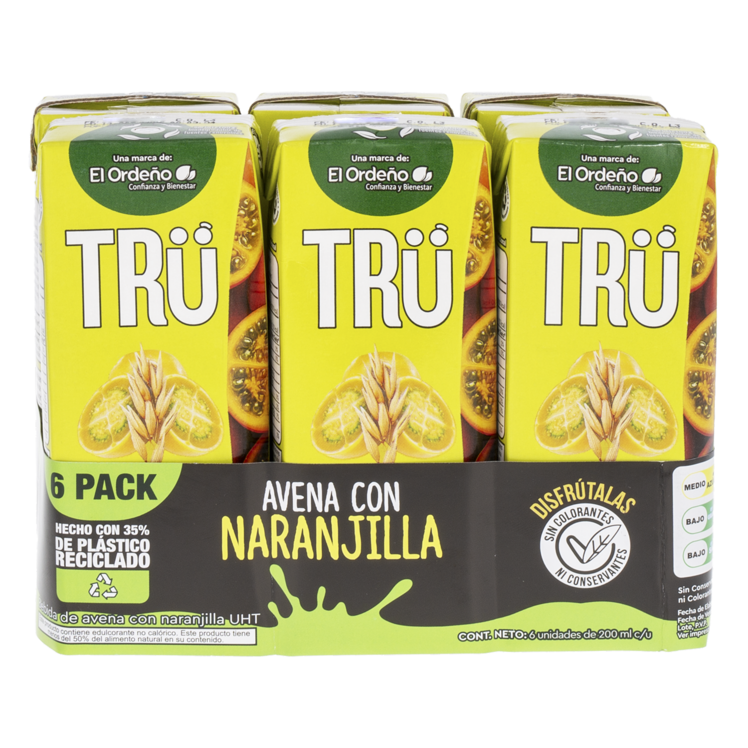 Bebida De Avena Con Naranjilla Uht TRÜ 6 X 200 Ml