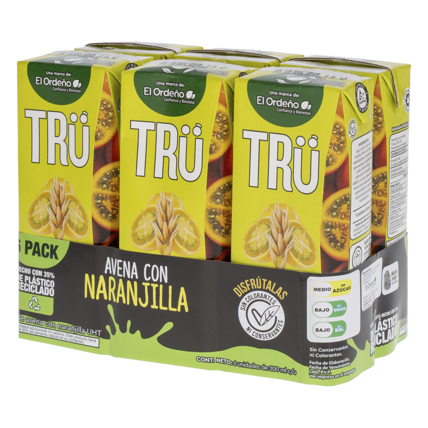 Bebida De Avena Con Naranjilla Uht TRÜ 6 X 200 Ml