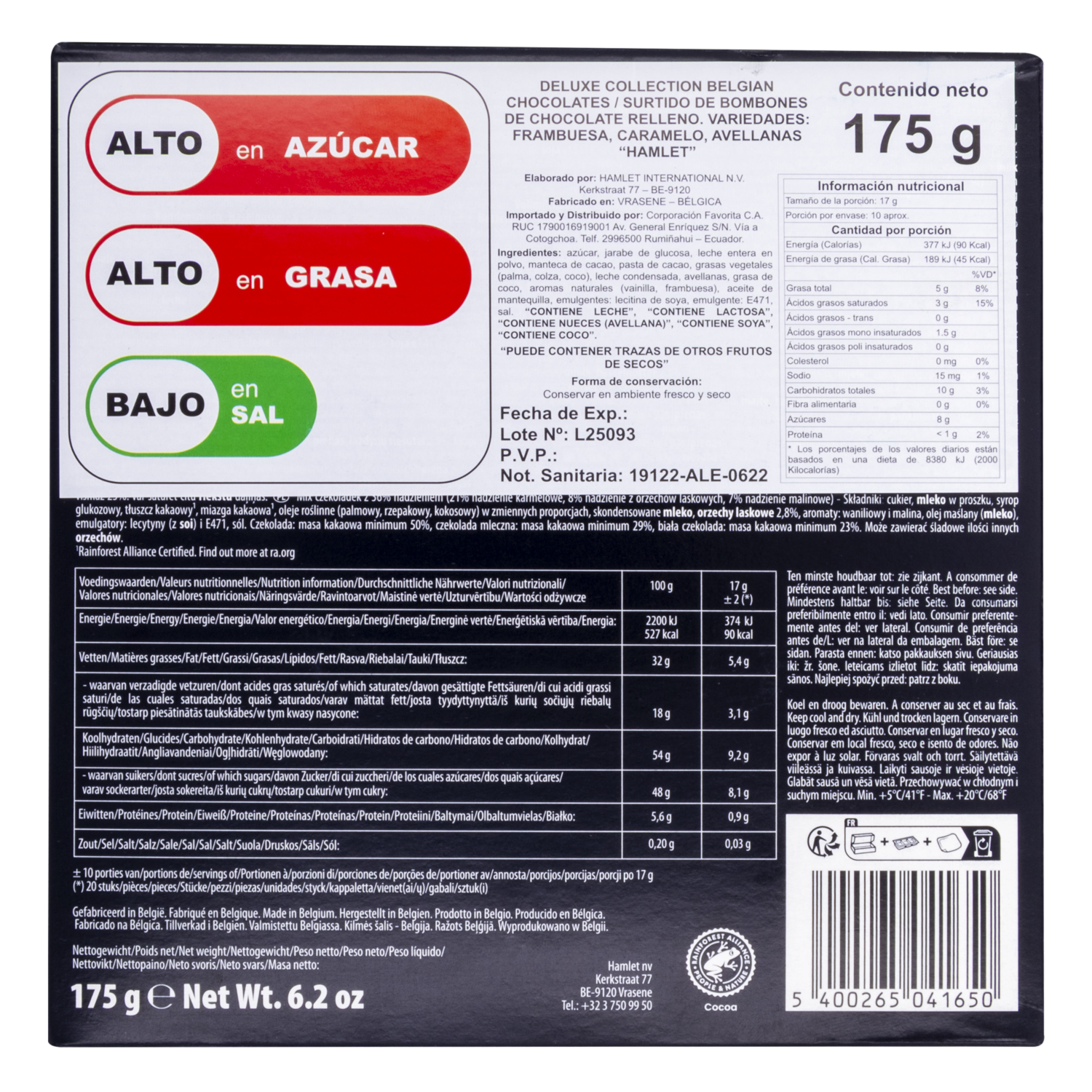 Chocolate Deluxe Colletion Belgain HAMLET 175 G