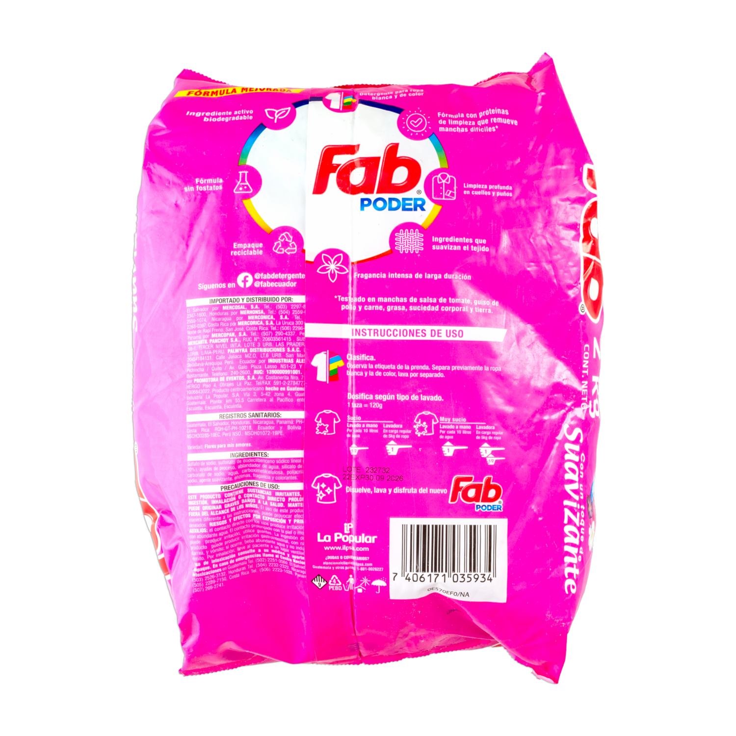 Detergente En Polvo Poder Con Un Toque De Suavizante FAB 2000 G