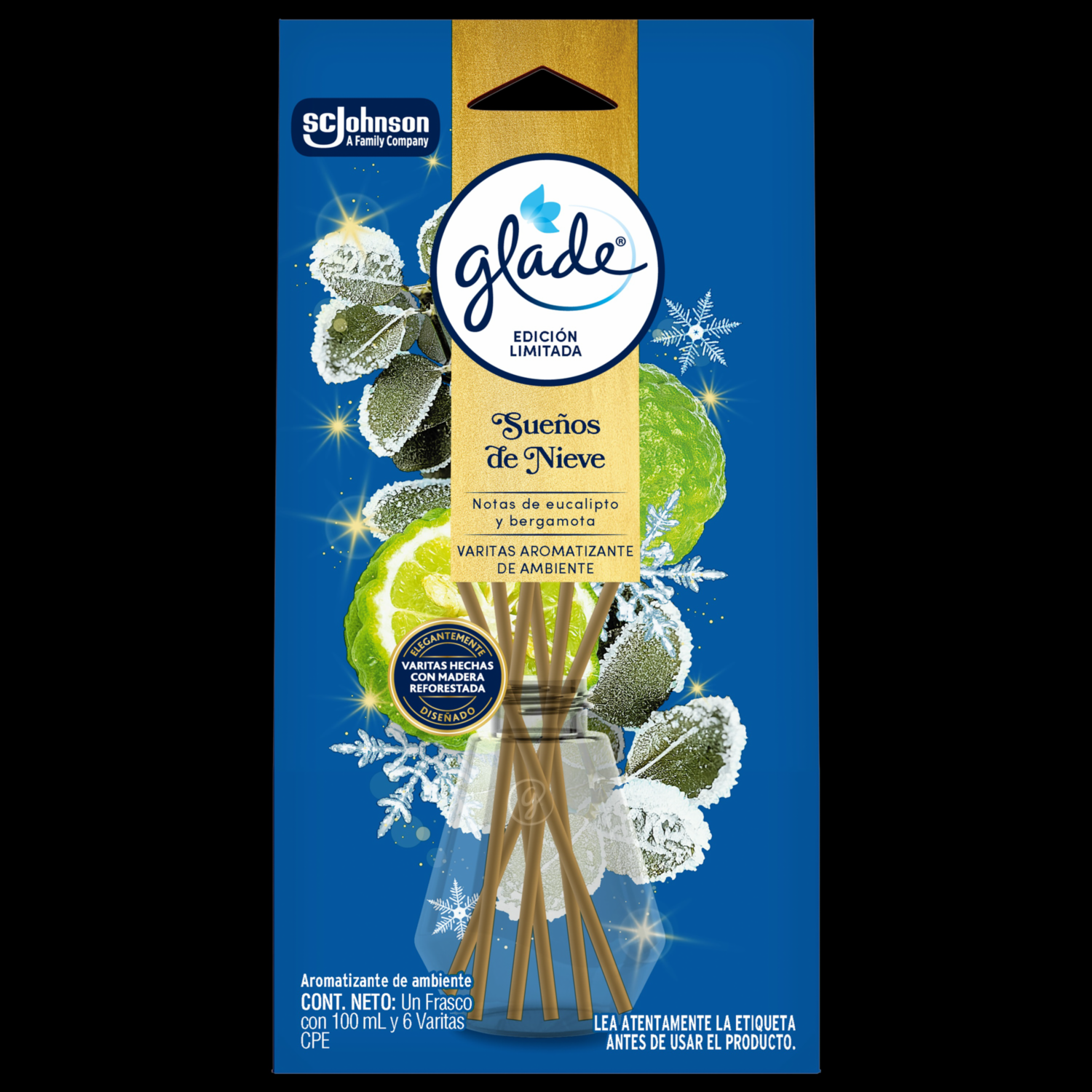 Difusor Ambiental Aromatizante Varitas Edicion limitada Sueños de Nieve GLADE 100 ml