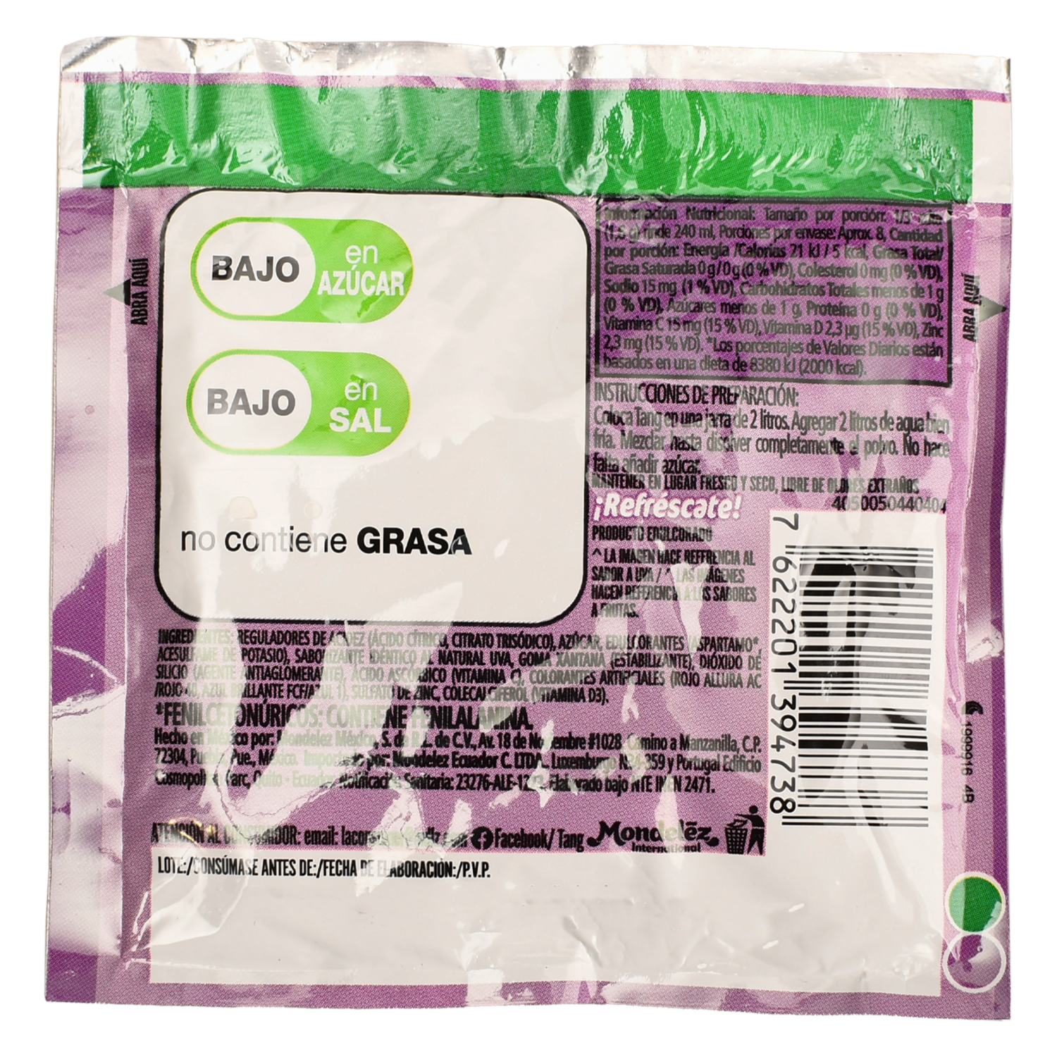 Mezcla En Polvo Para Prepara Bebida Sabor A Uva TANG 13 G