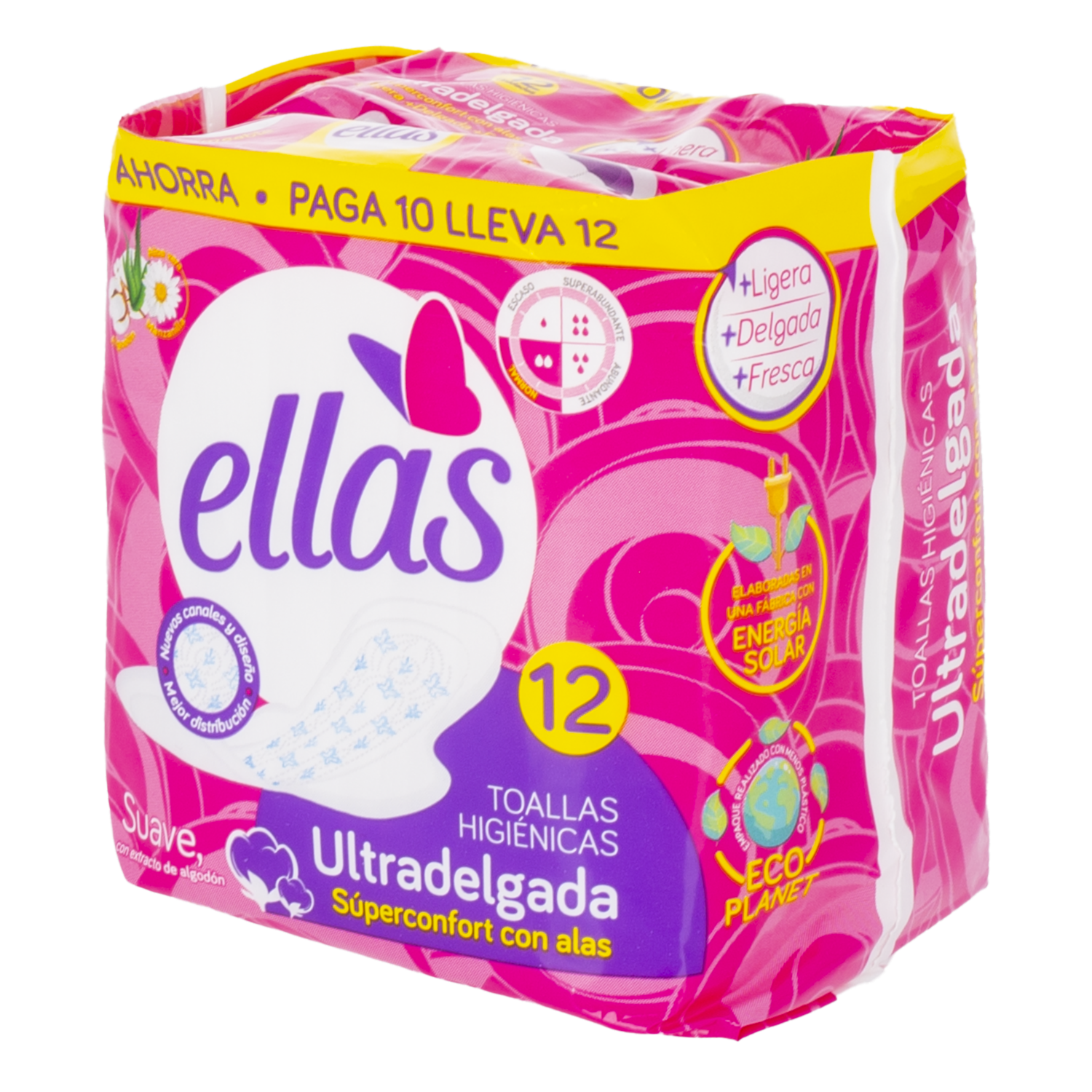 Toallas Hiegiénicas Ultradelgada Súperconfort Con Alas ELLAS X 12 Uds