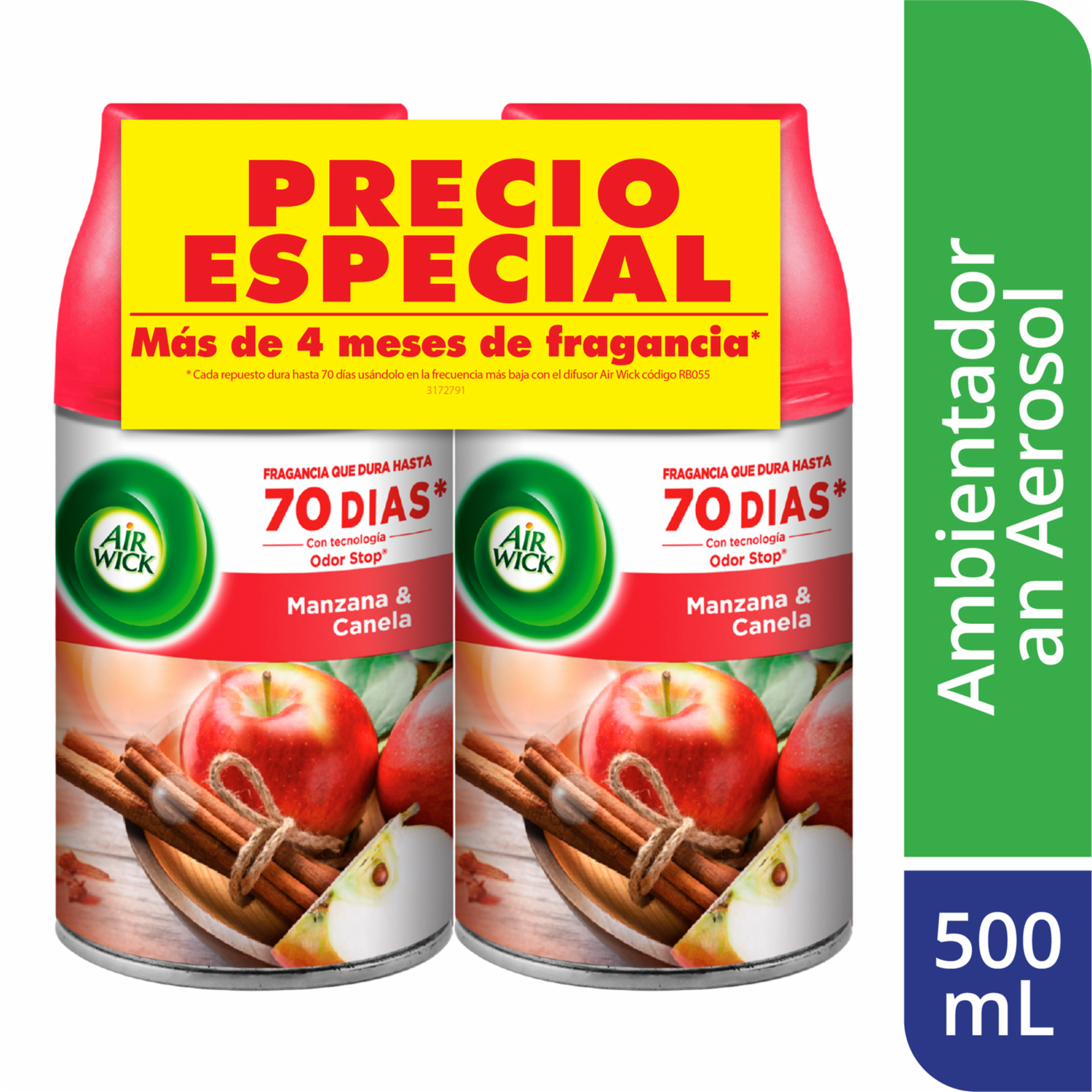 Ambiental Manzana Y Canela Precio Especial AIRWICK 2 X 500 Ml