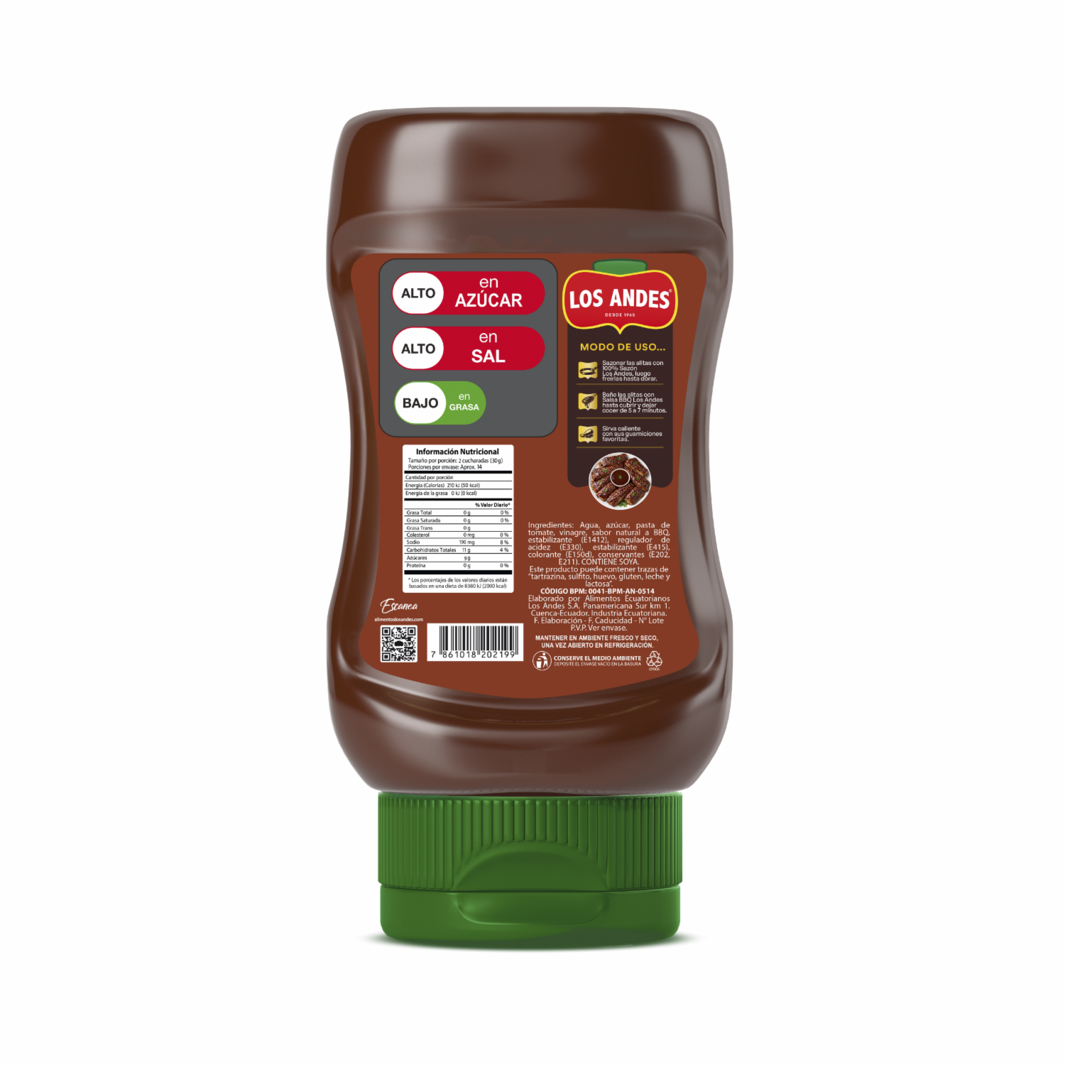 Salsa Bbq Receta Original LOS ANDES Squeeze 405 G