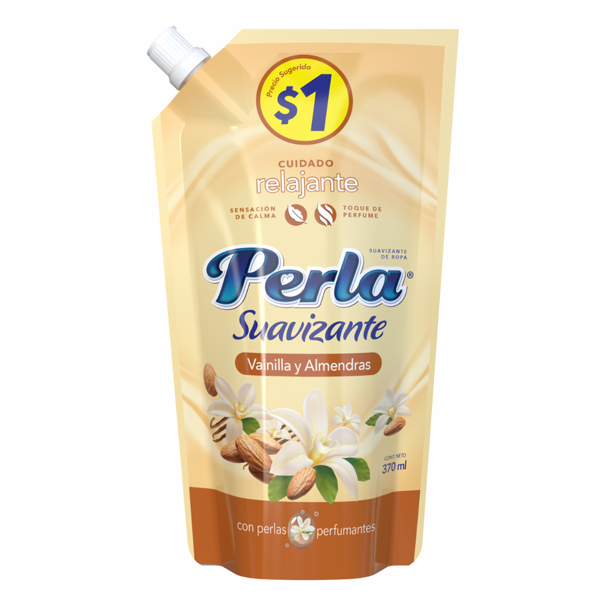 Suavizante De Ropa Cuidado Relajante Vainilla Y Almendras PERLA Doypack 370 Ml