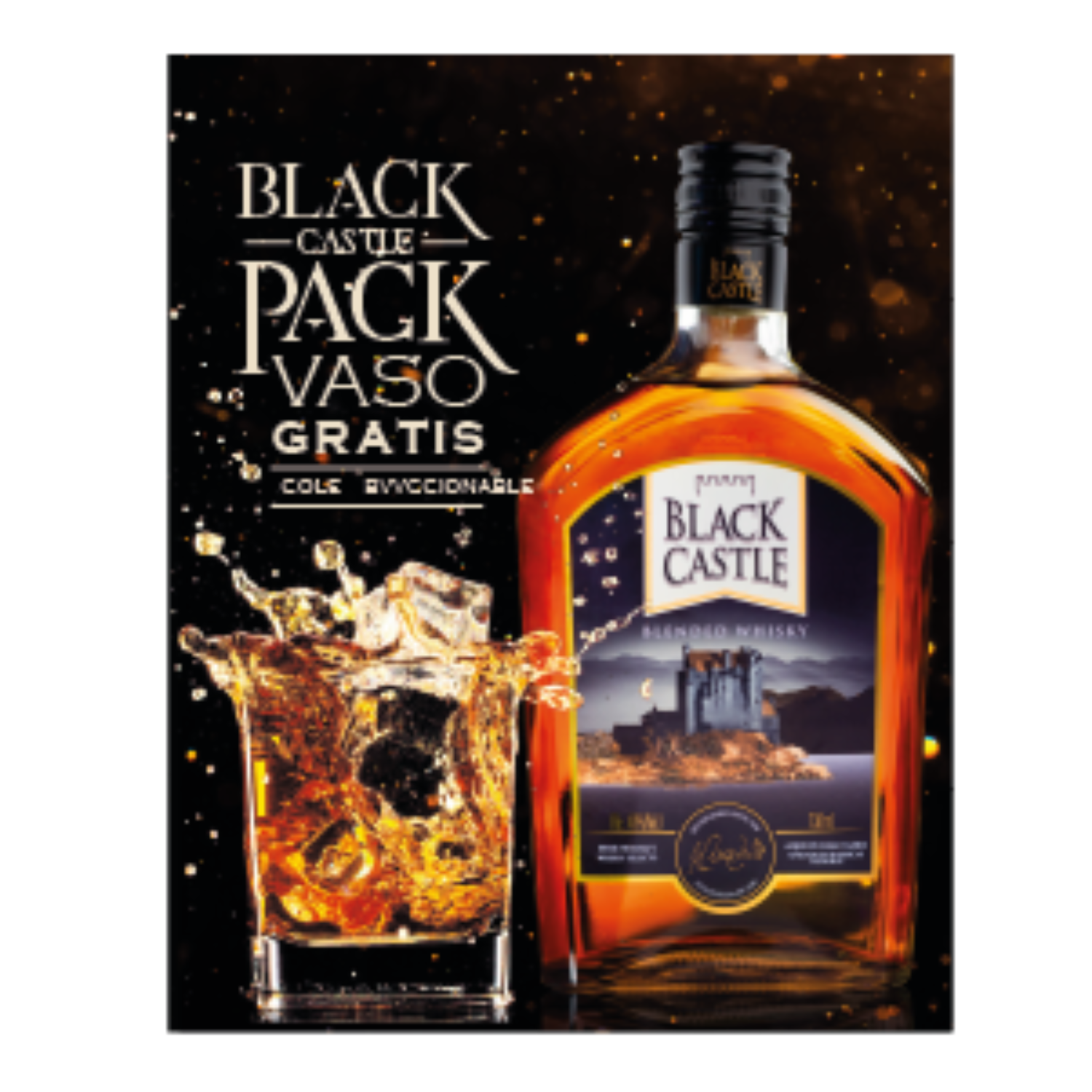 Whisky Con Vaso BLACK CASTLE 750 Ml