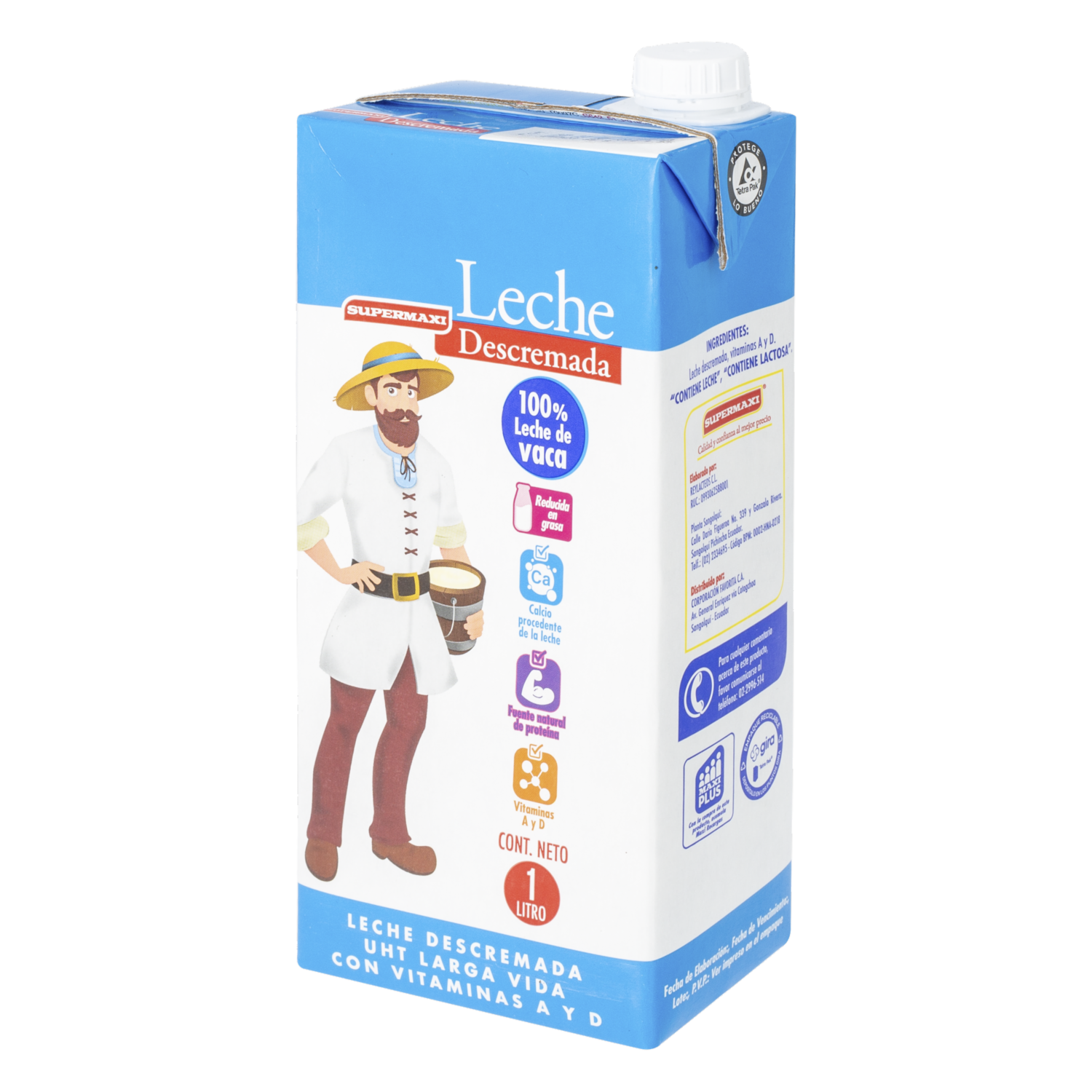 Leche Descremada Tetrapack SUPERMAXI 1000 Ml