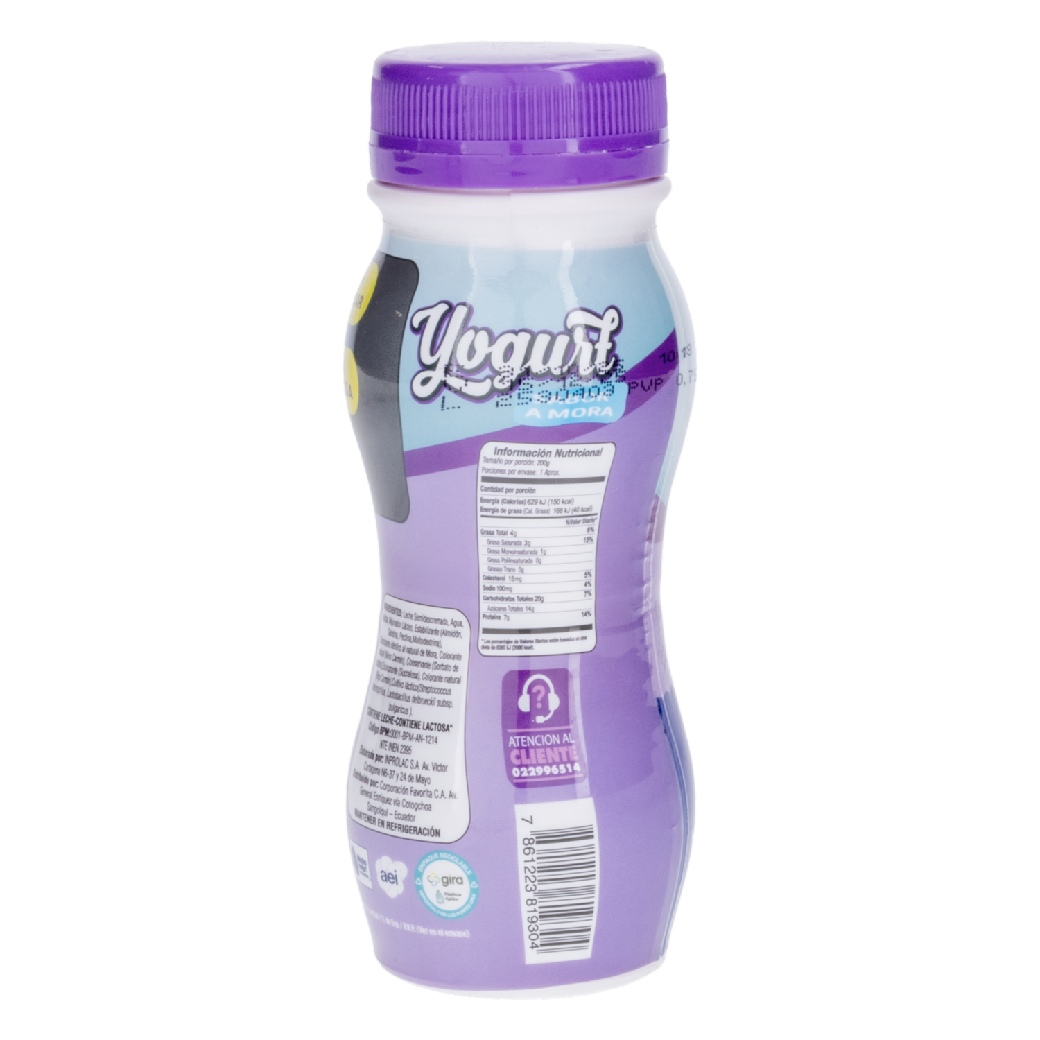 Yogurt Sabor Mora Botella EL ARTESANAL 200 G