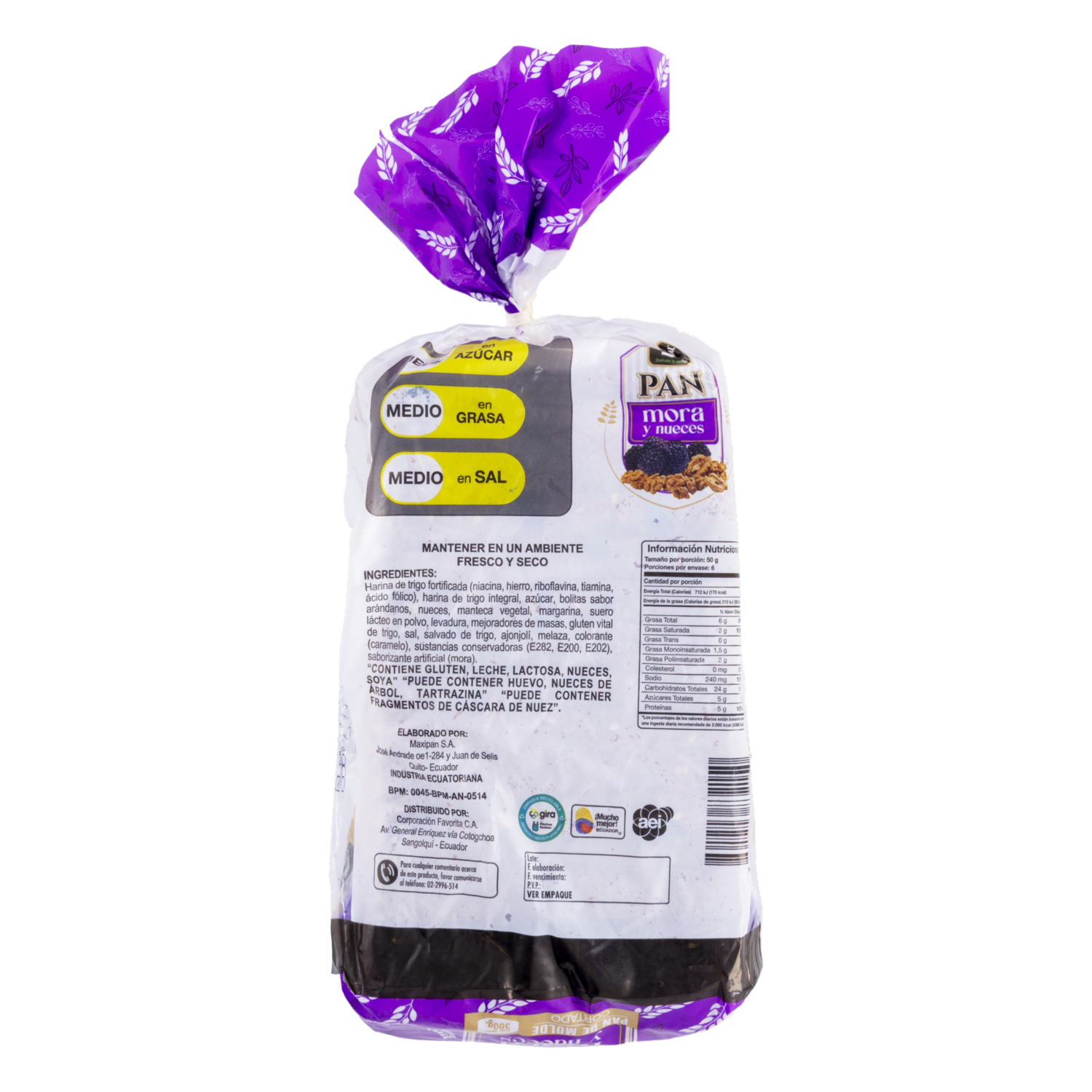 Pan Sabor A Mora Y Nueces EL ARTESANAL 300 G